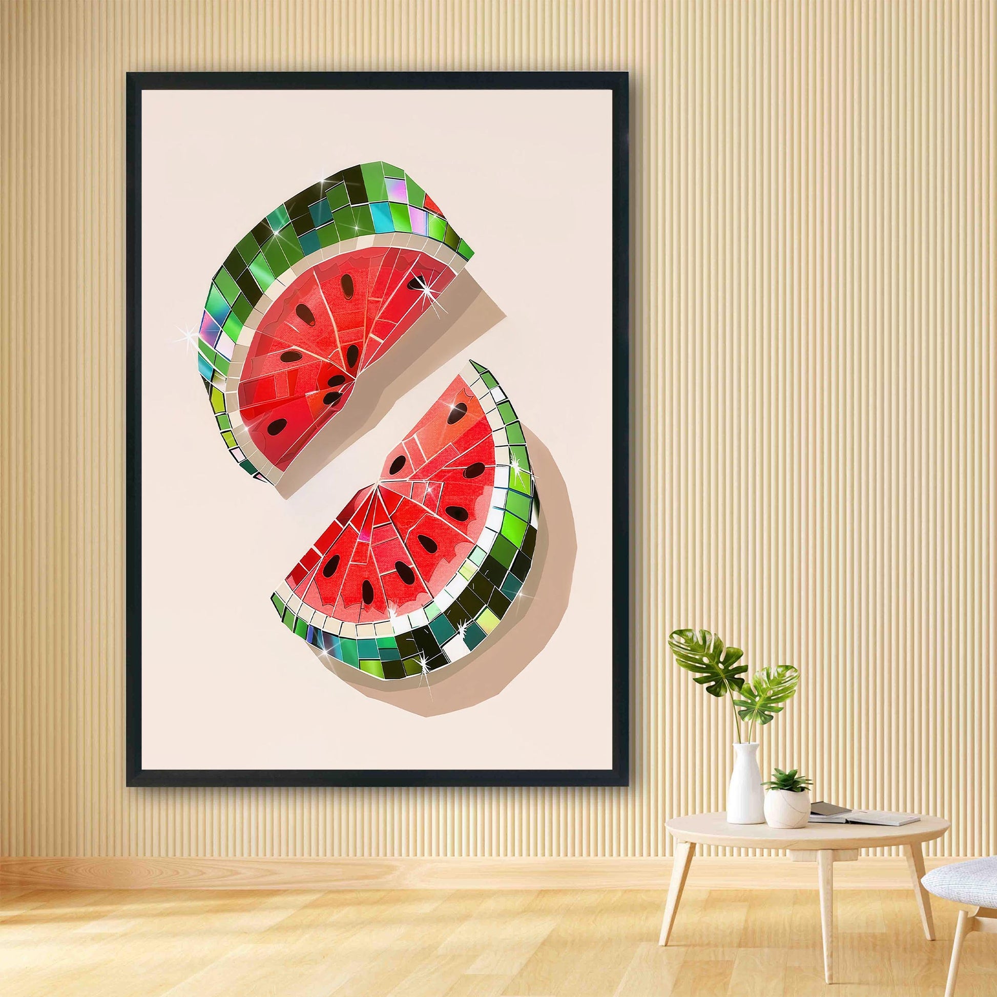 Disco Ball Watermelon Art Print, Trendy Kitchen Wall Decor