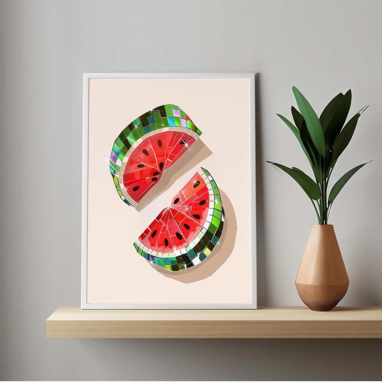 Disco Ball Watermelon Art Print, Trendy Kitchen Wall Decor