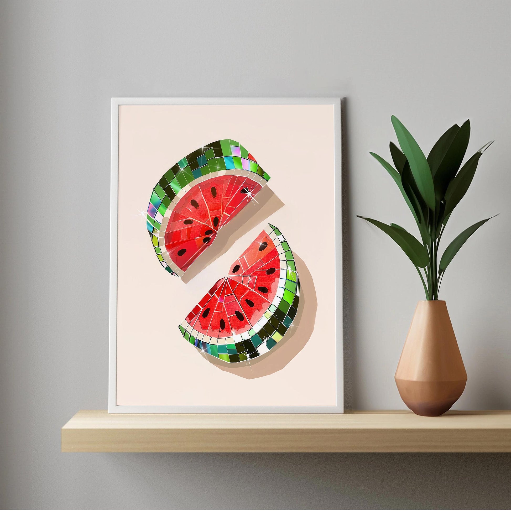 Disco Ball Watermelon Art Print, Trendy Kitchen Wall Decor