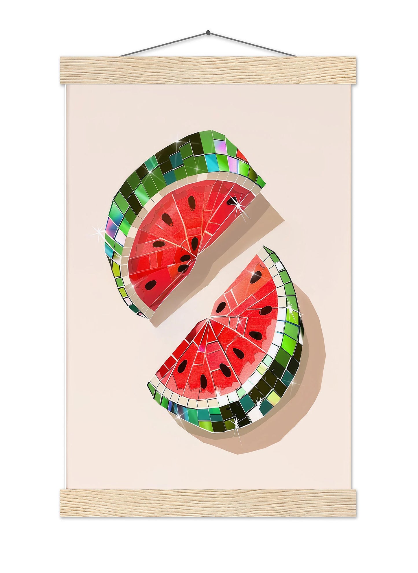 Disco Ball Watermelon Art Print, Trendy Kitchen Wall Decor