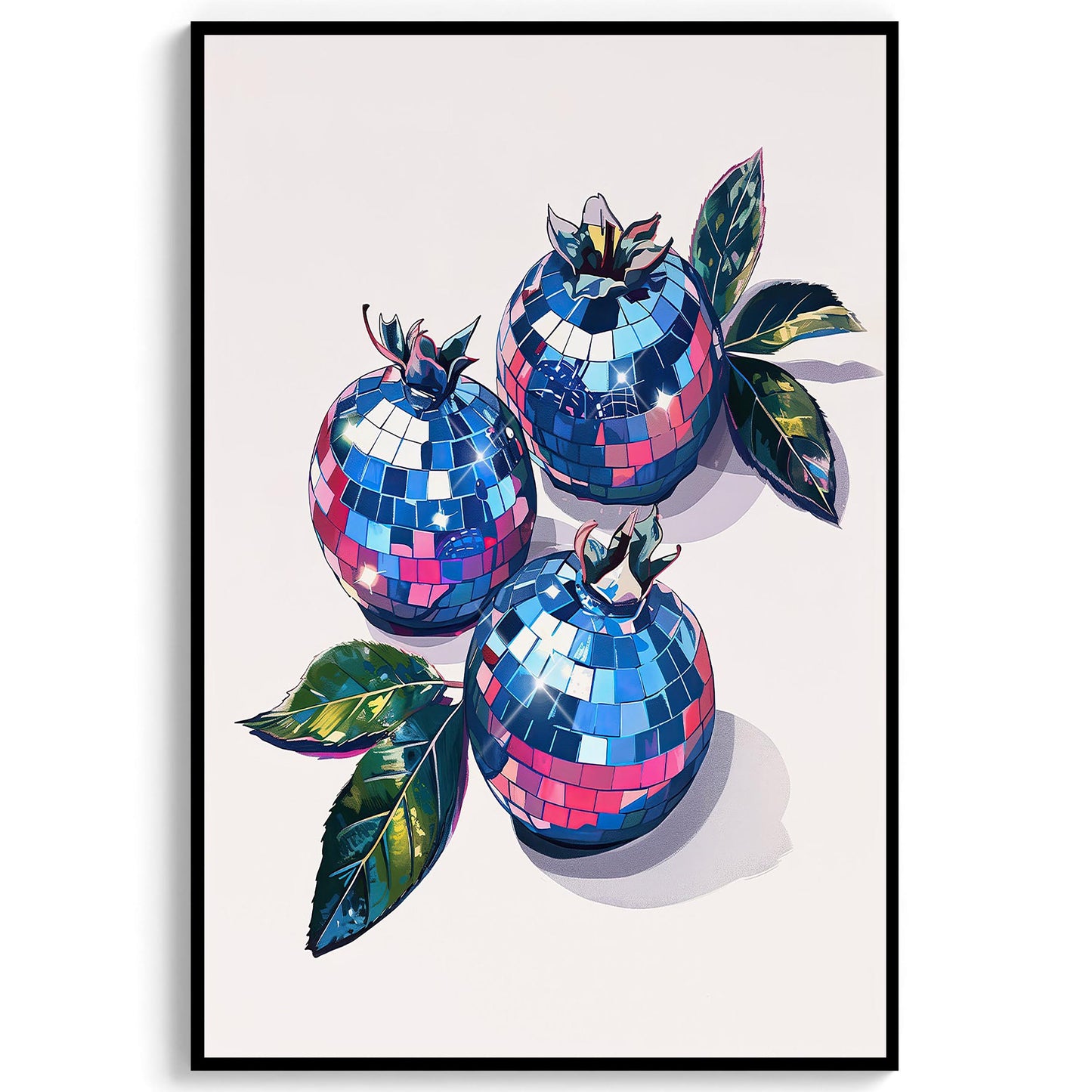 Disco Blueberries Art Print, Glam Kitchen Wall Decor