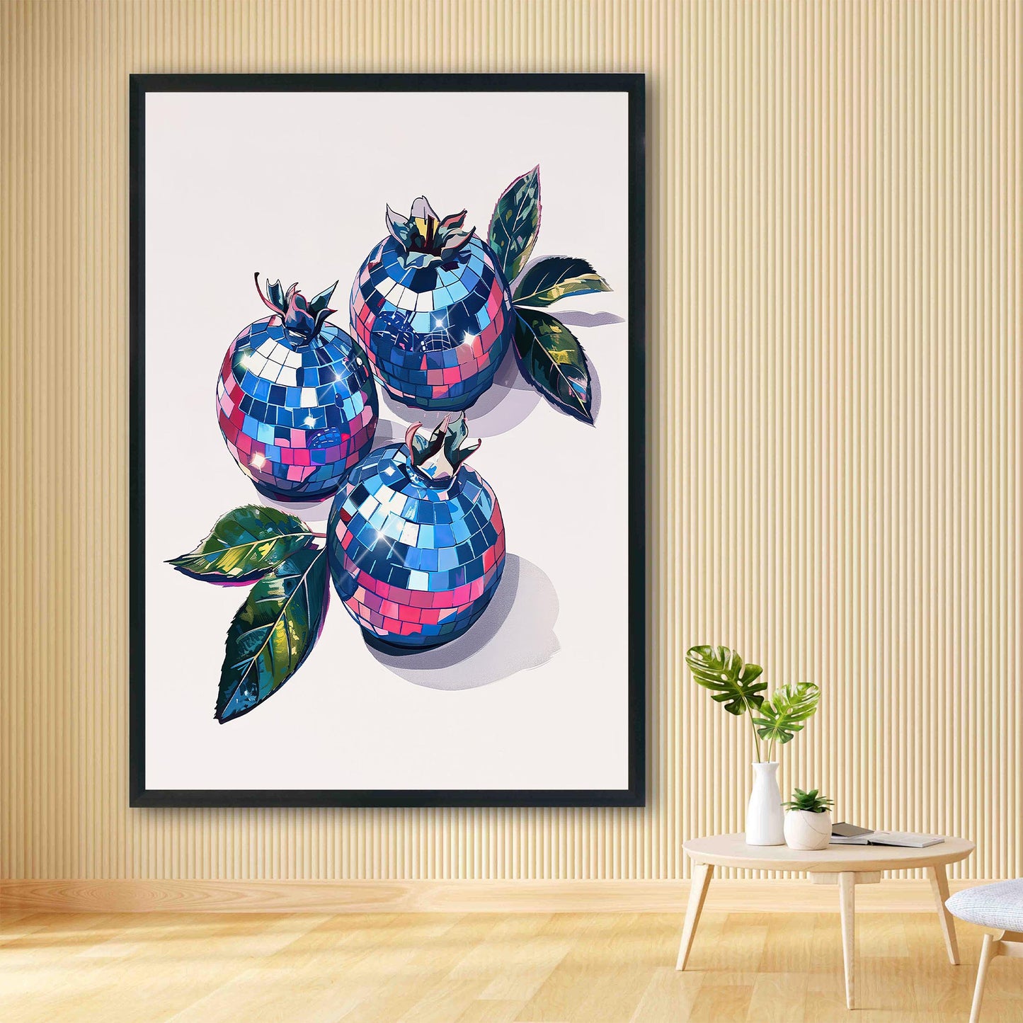 Disco Blueberries Art Print, Glam Kitchen Wall Decor