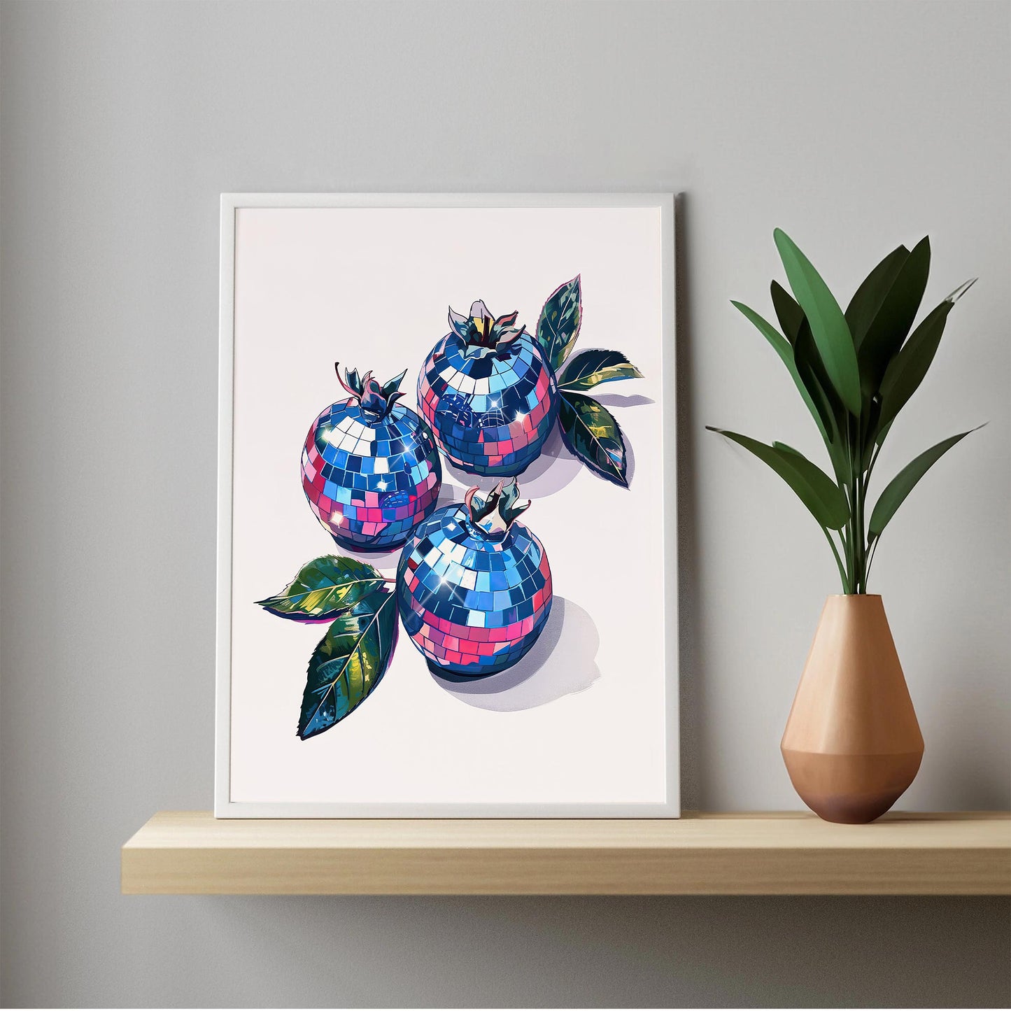 Disco Blueberries Art Print, Glam Kitchen Wall Decor