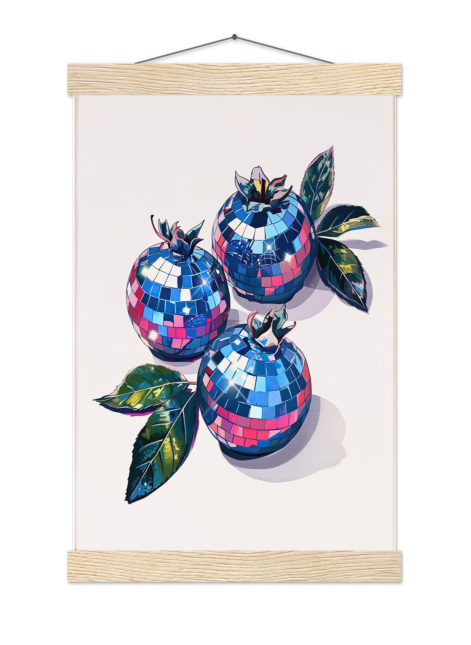 Disco Blueberries Art Print, Glam Kitchen Wall Decor