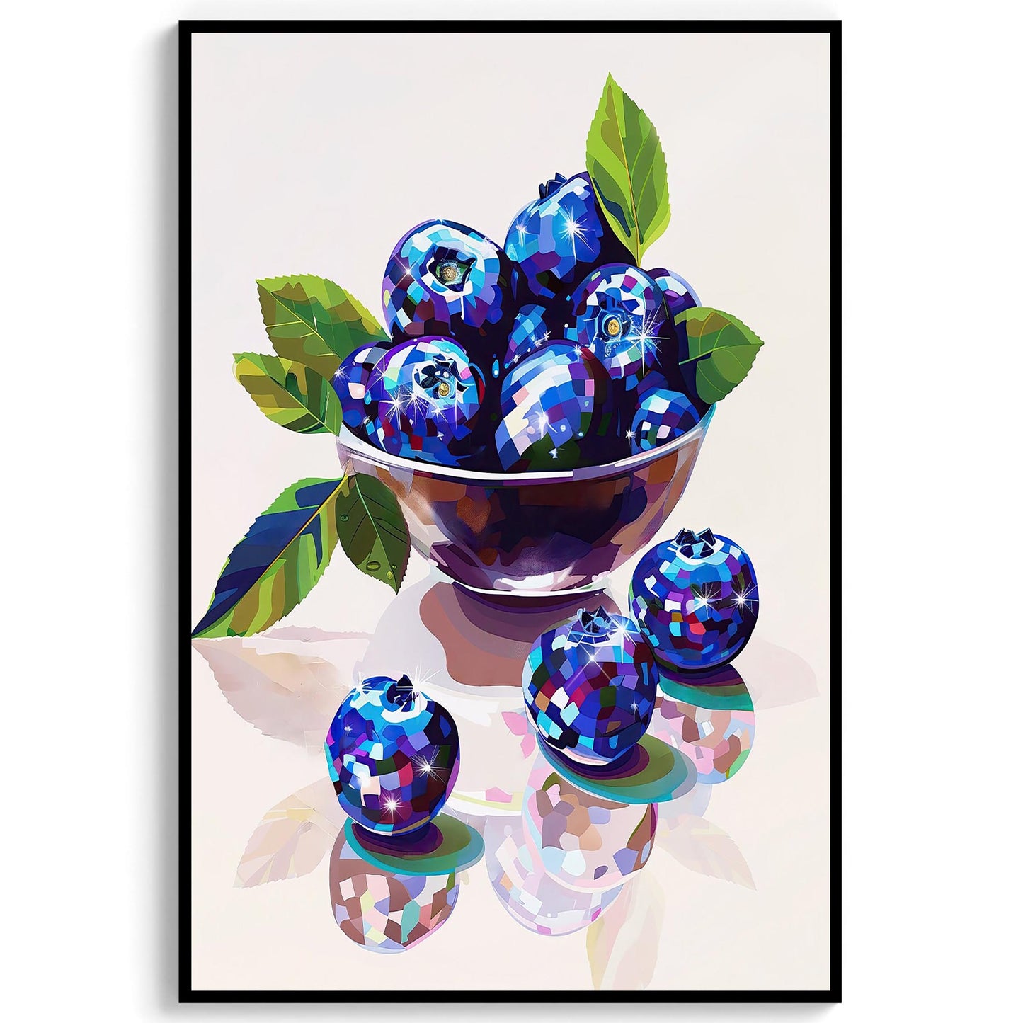 Disco Blueberries Art Print, Trendy Kitchen Wall Decor