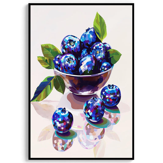 Disco Blueberries Art Print, Trendy Kitchen Wall Decor