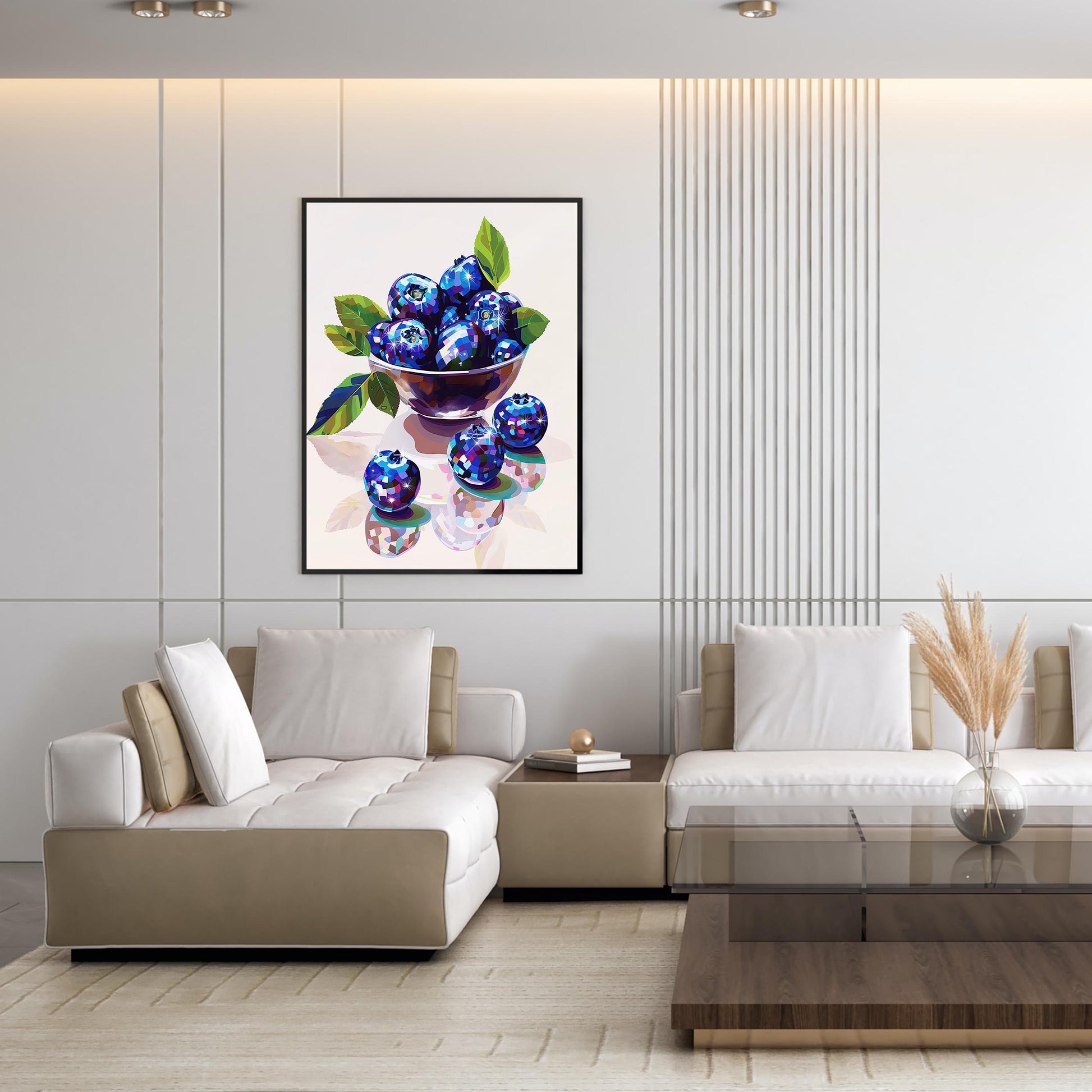 Disco Blueberries Art Print, Trendy Kitchen Wall Decor