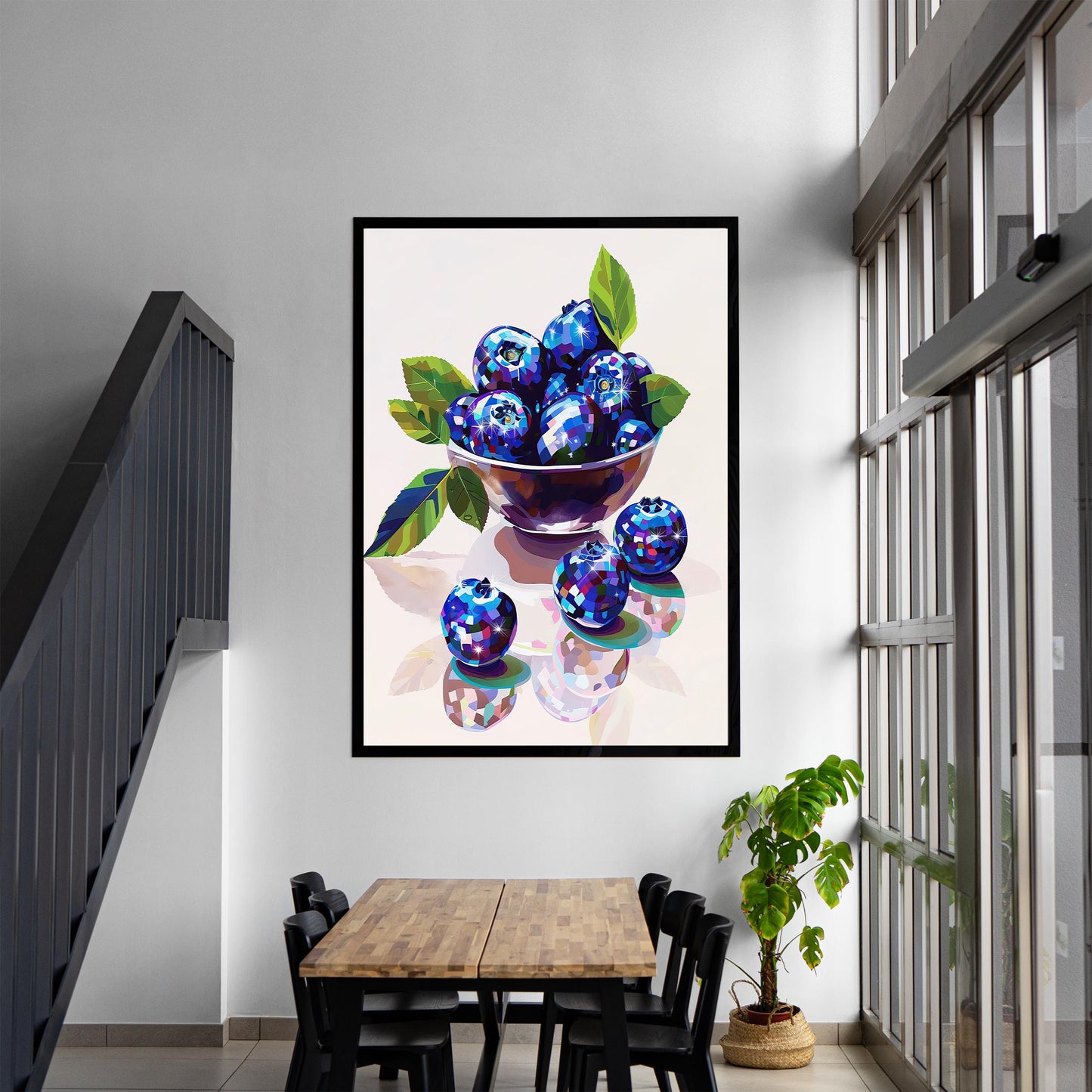 Disco Blueberries Art Print, Trendy Kitchen Wall Decor
