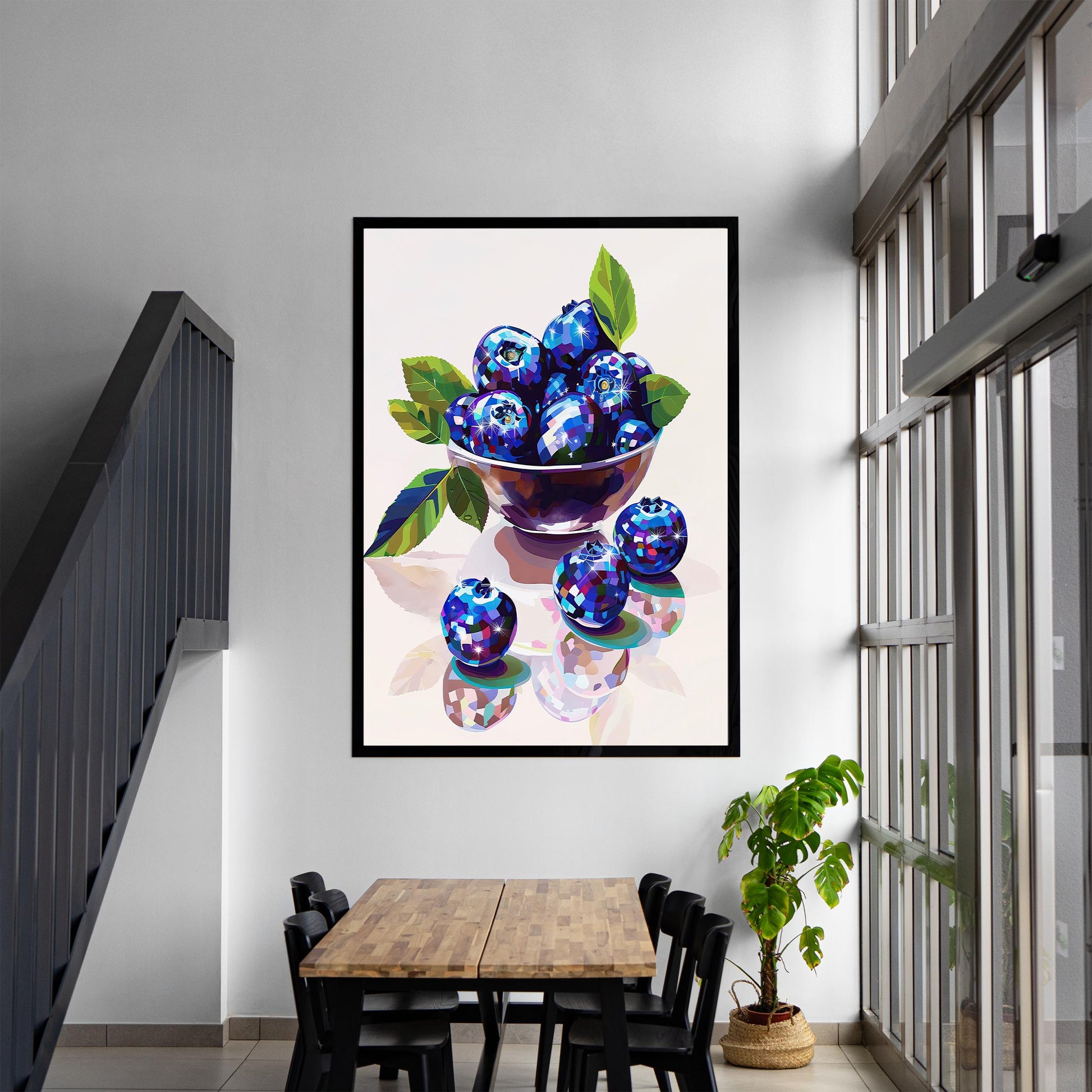 Disco Blueberries Art Print, Trendy Kitchen Wall Decor