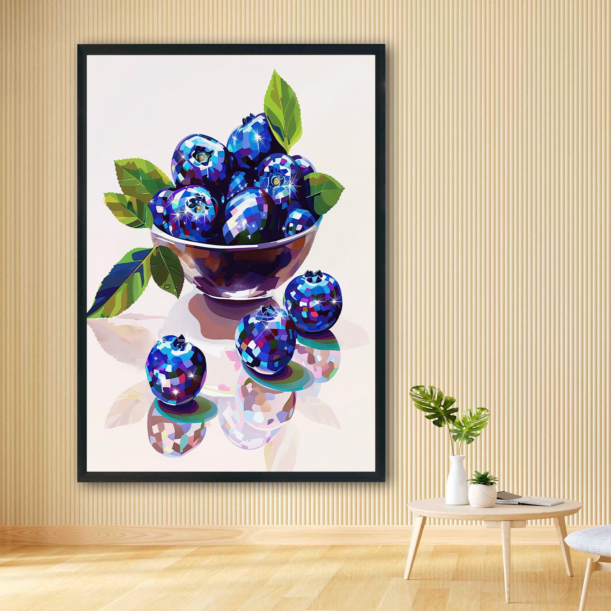 Disco Blueberries Art Print, Trendy Kitchen Wall Decor