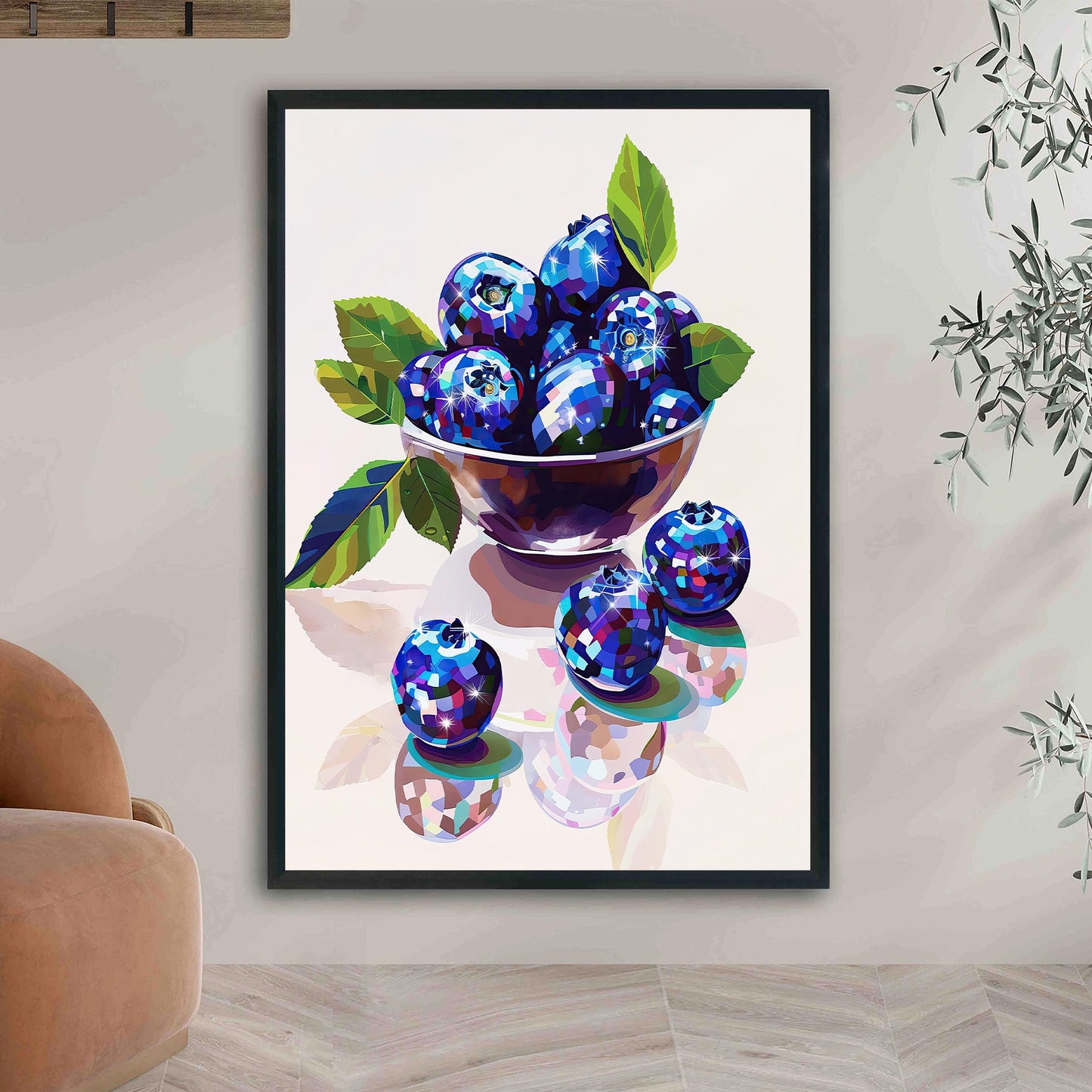 Disco Blueberries Art Print, Trendy Kitchen Wall Decor
