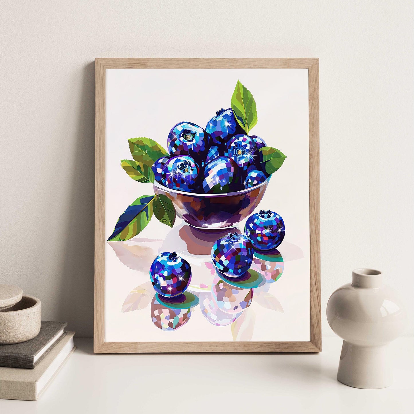 Disco Blueberries Art Print, Trendy Kitchen Wall Decor