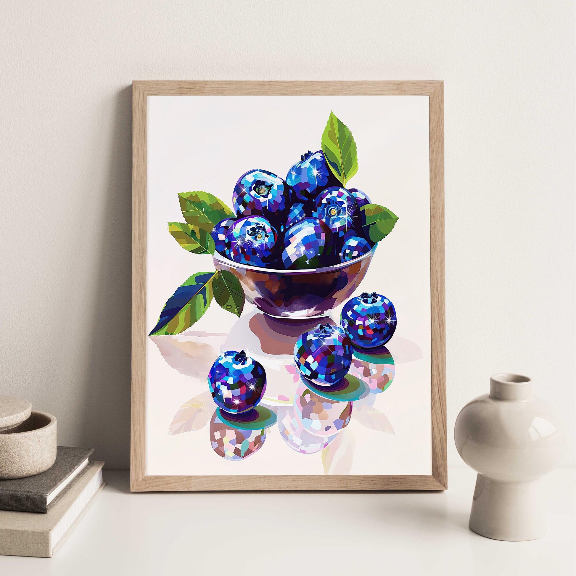 Disco Blueberries Art Print, Trendy Kitchen Wall Decor