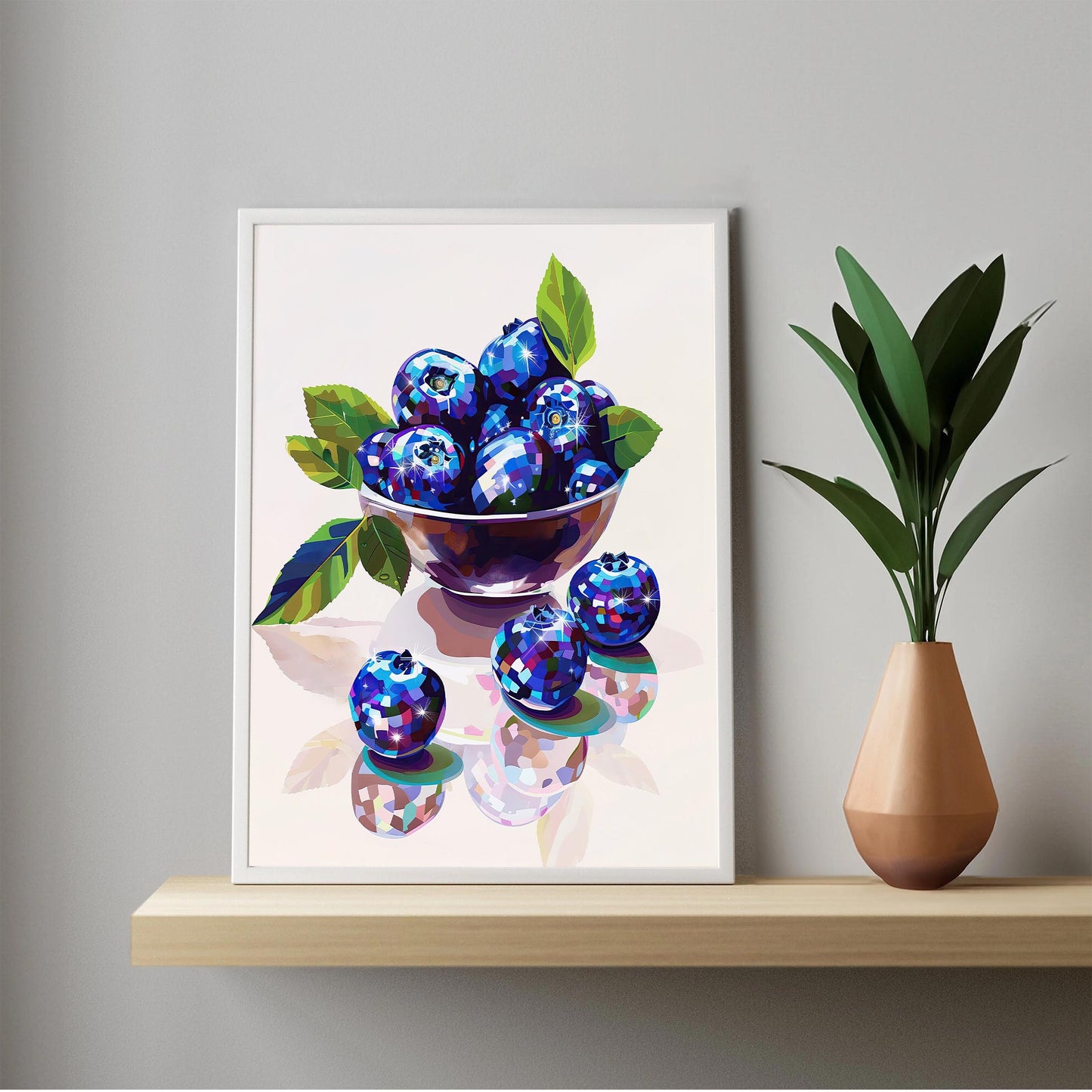 Disco Blueberries Art Print, Trendy Kitchen Wall Decor