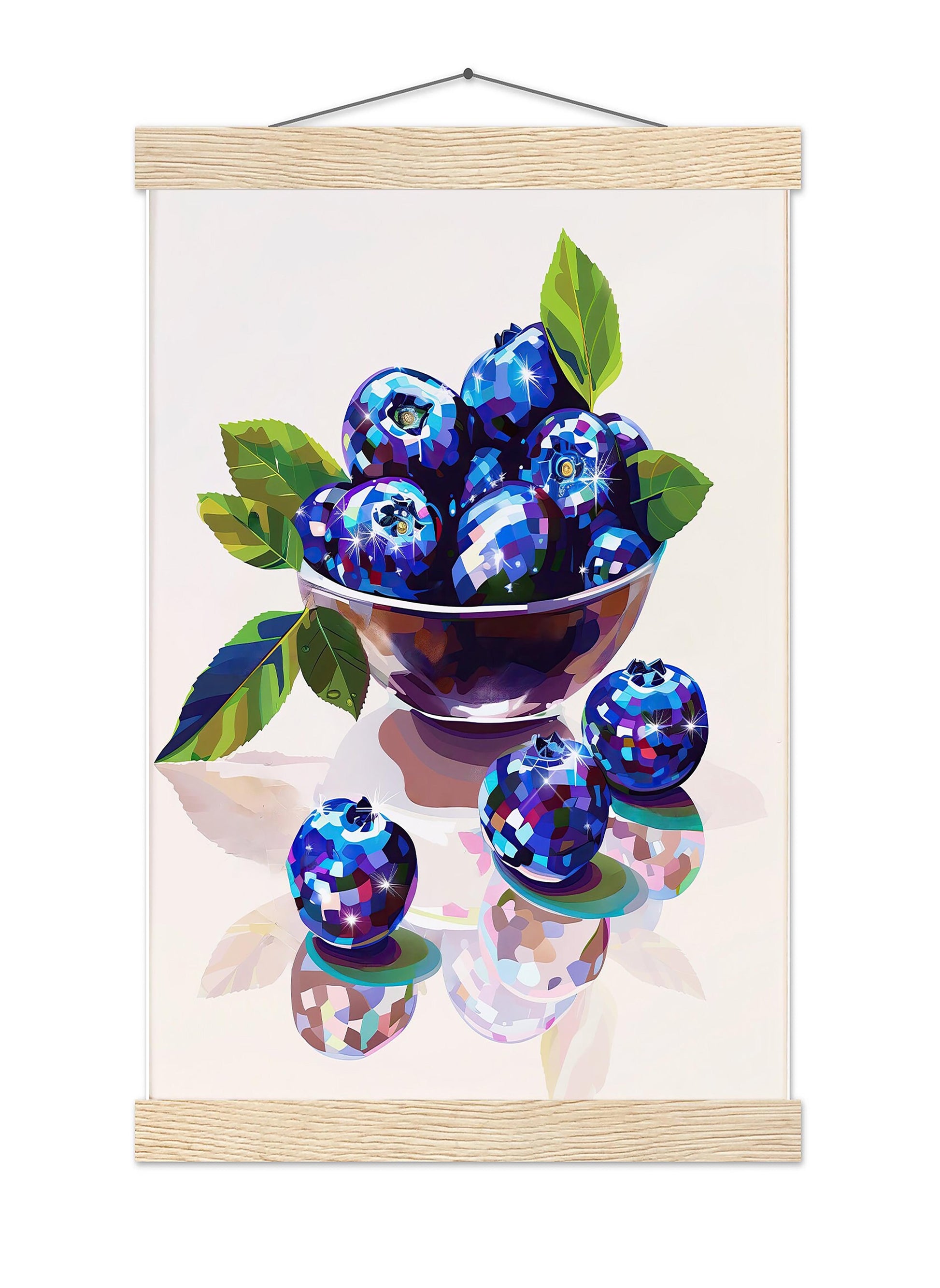 Disco Blueberries Art Print, Trendy Kitchen Wall Decor