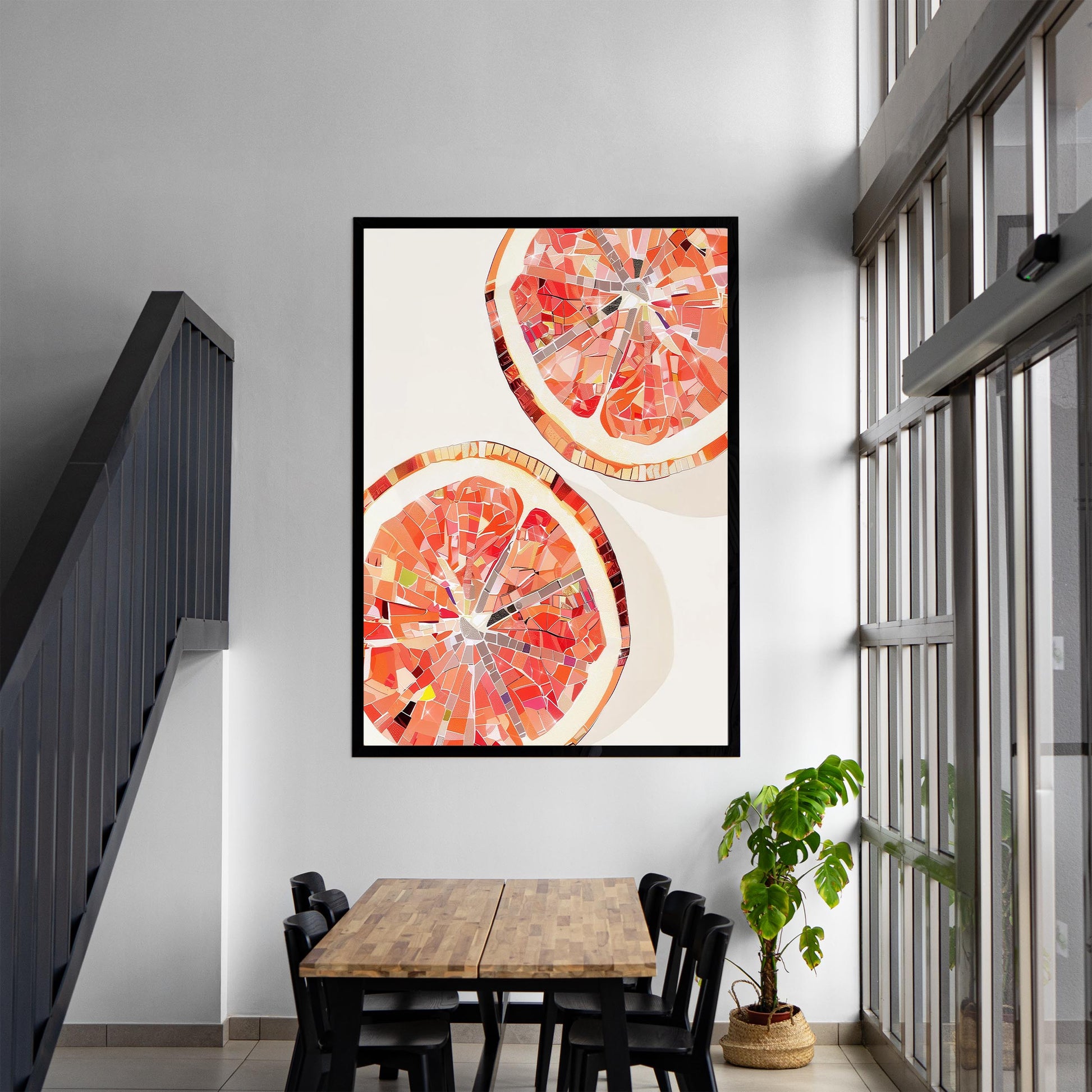 Disco Grapefruit Slice Art Print, Trendy Kitchen Wall Decor