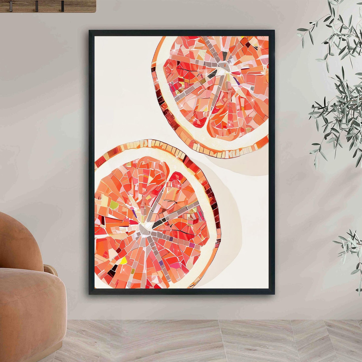 Disco Grapefruit Slice Art Print, Trendy Kitchen Wall Decor
