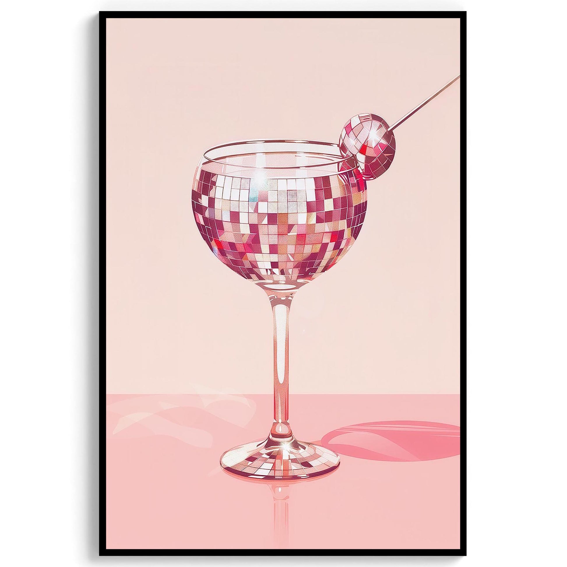 Disco Martini Art Print, Retro Bar Cart Decor