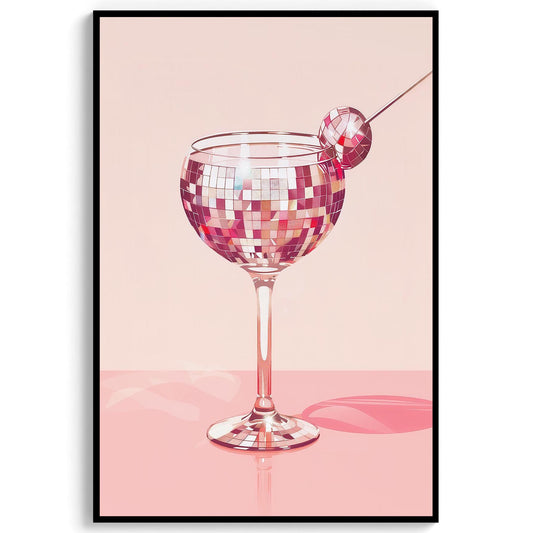 Disco Martini Art Print, Retro Bar Cart Decor
