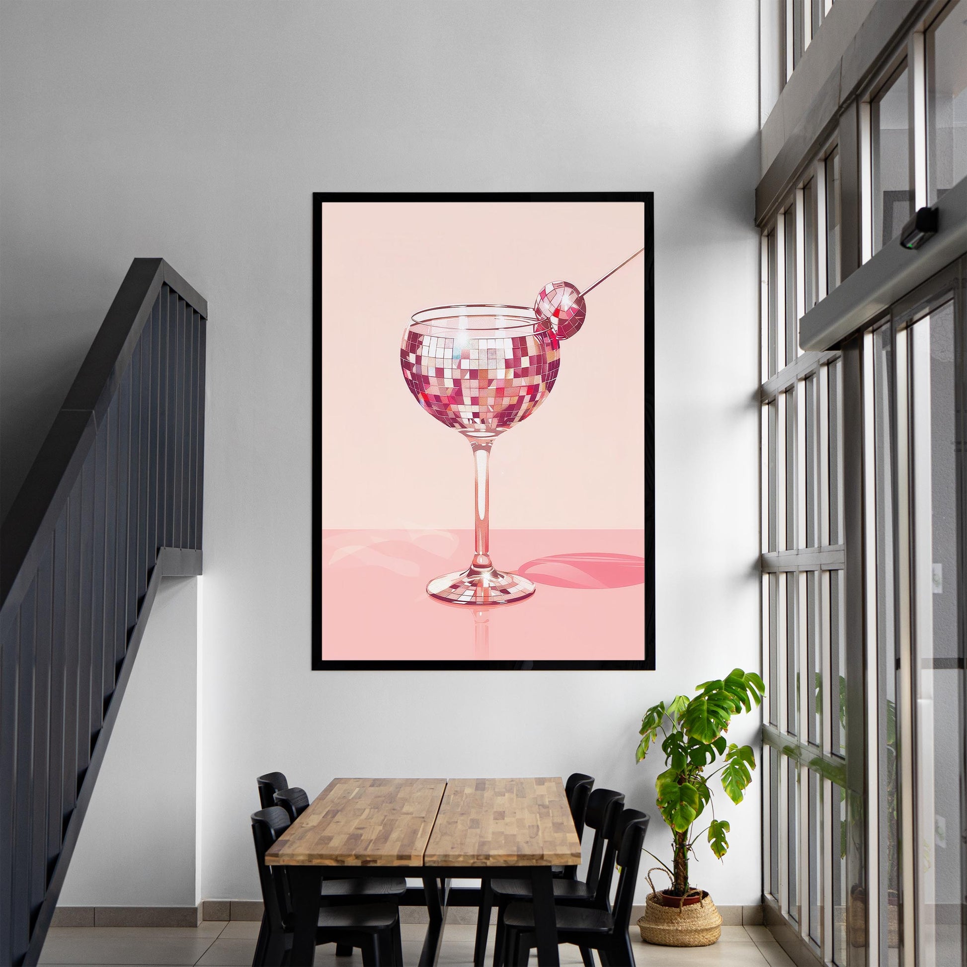 Disco Martini Art Print, Retro Bar Cart Decor