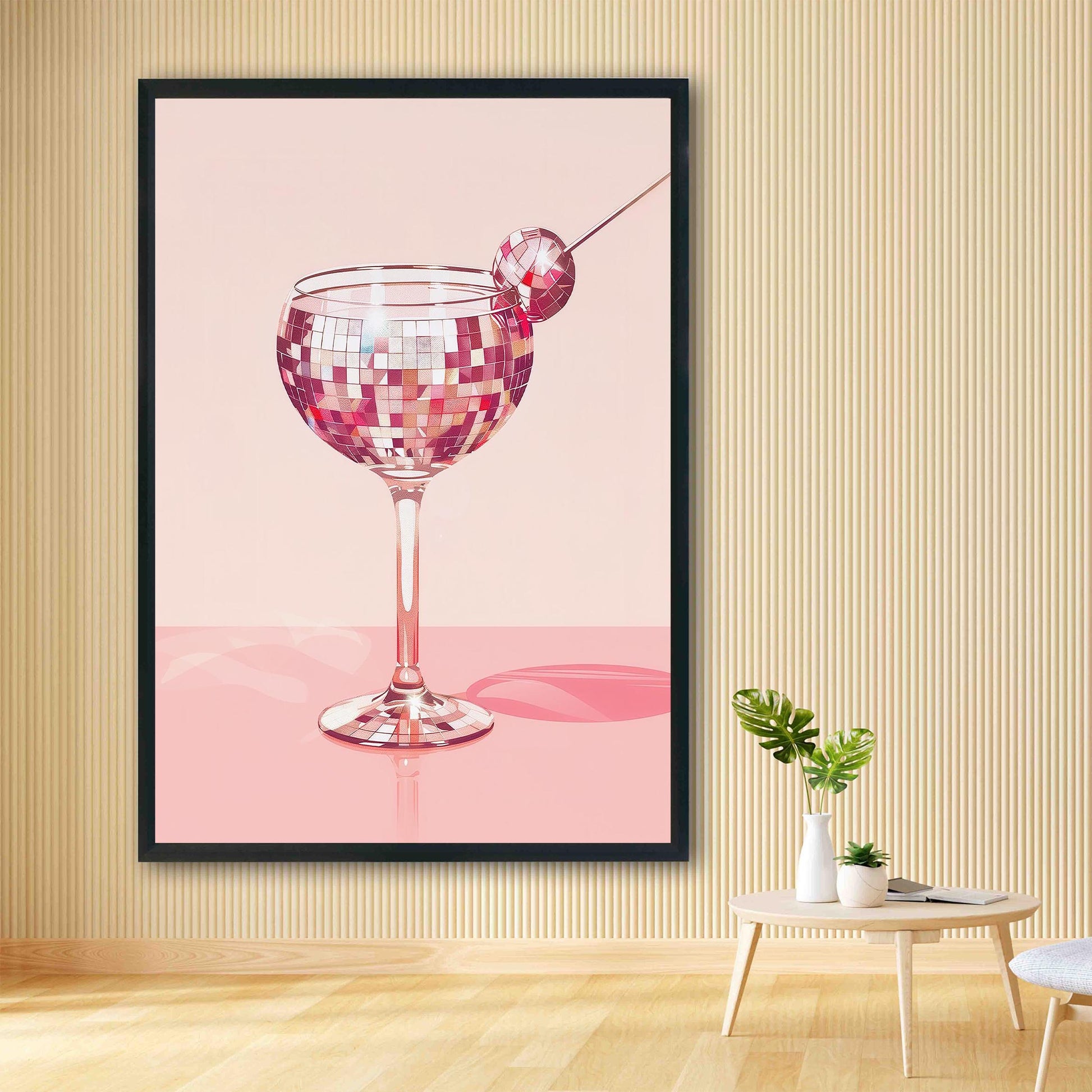 Disco Martini Art Print, Retro Bar Cart Decor