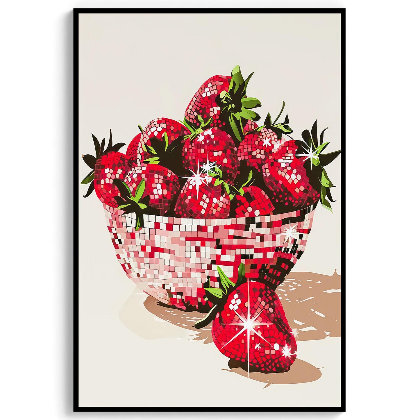 Disco Strawberries Art Print, Glam Dorm Room Decor