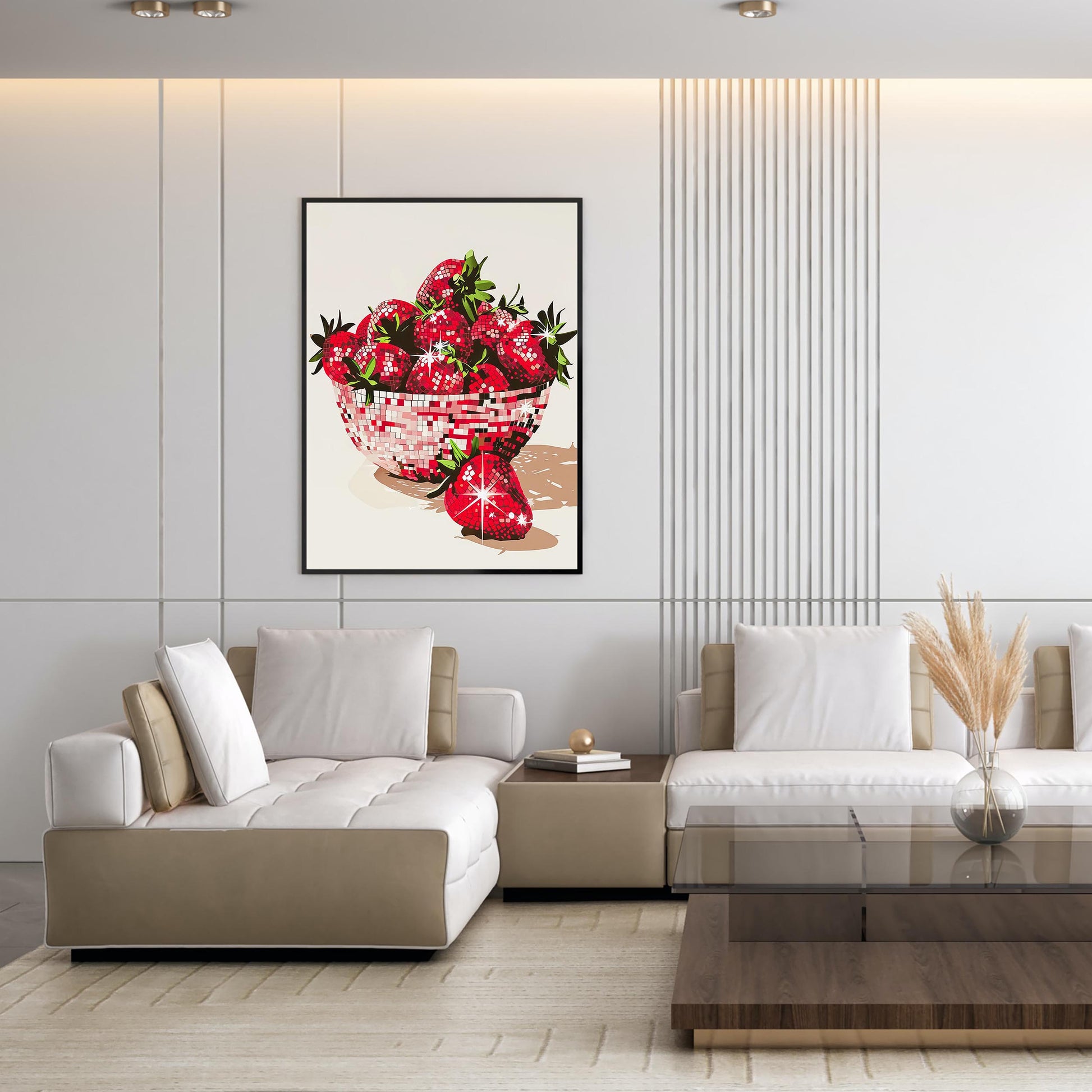 Disco Strawberries Art Print, Glam Dorm Room Decor