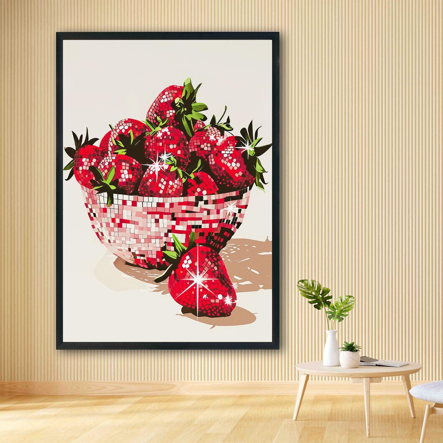 Disco Strawberries Art Print, Glam Dorm Room Decor