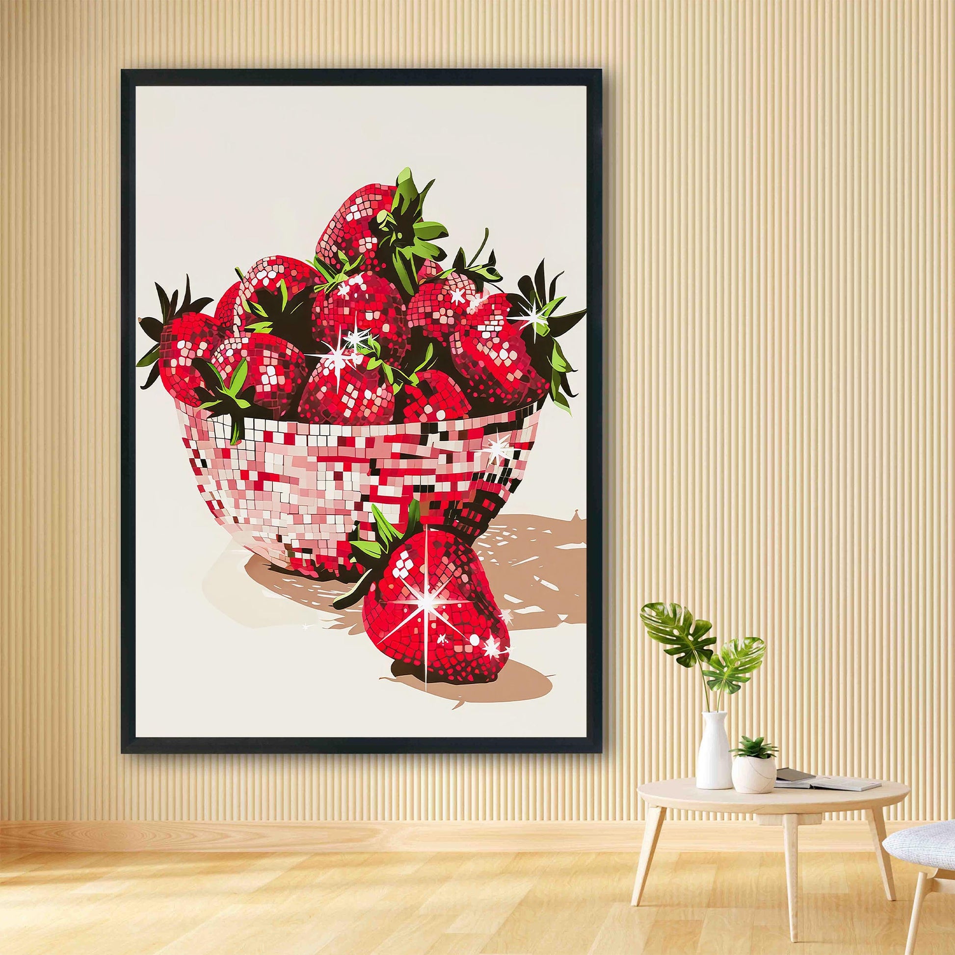 Disco Strawberries Art Print, Glam Dorm Room Decor