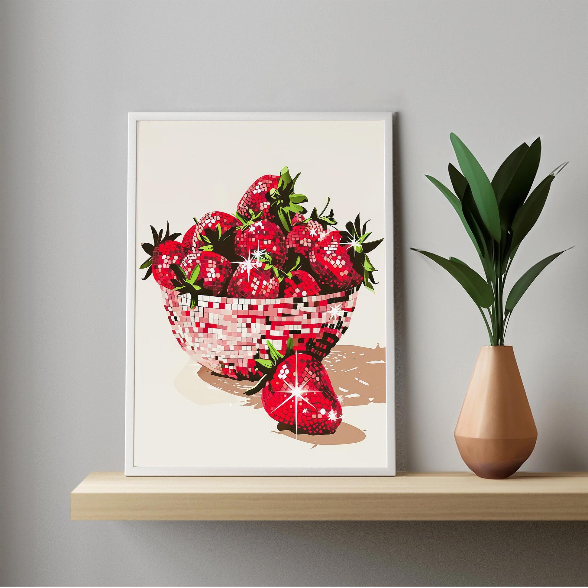 Disco Strawberries Art Print, Glam Dorm Room Decor