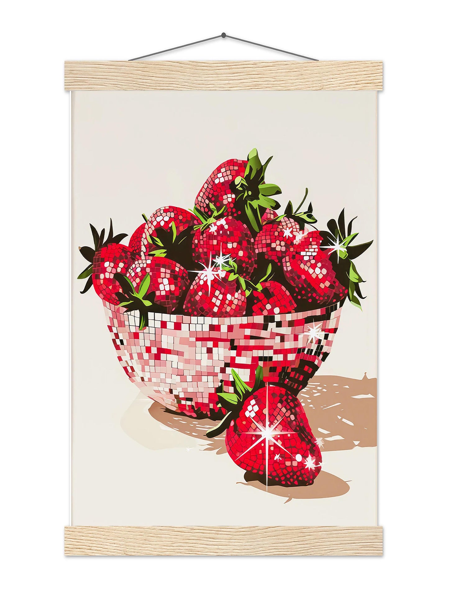 Disco Strawberries Art Print, Glam Dorm Room Decor