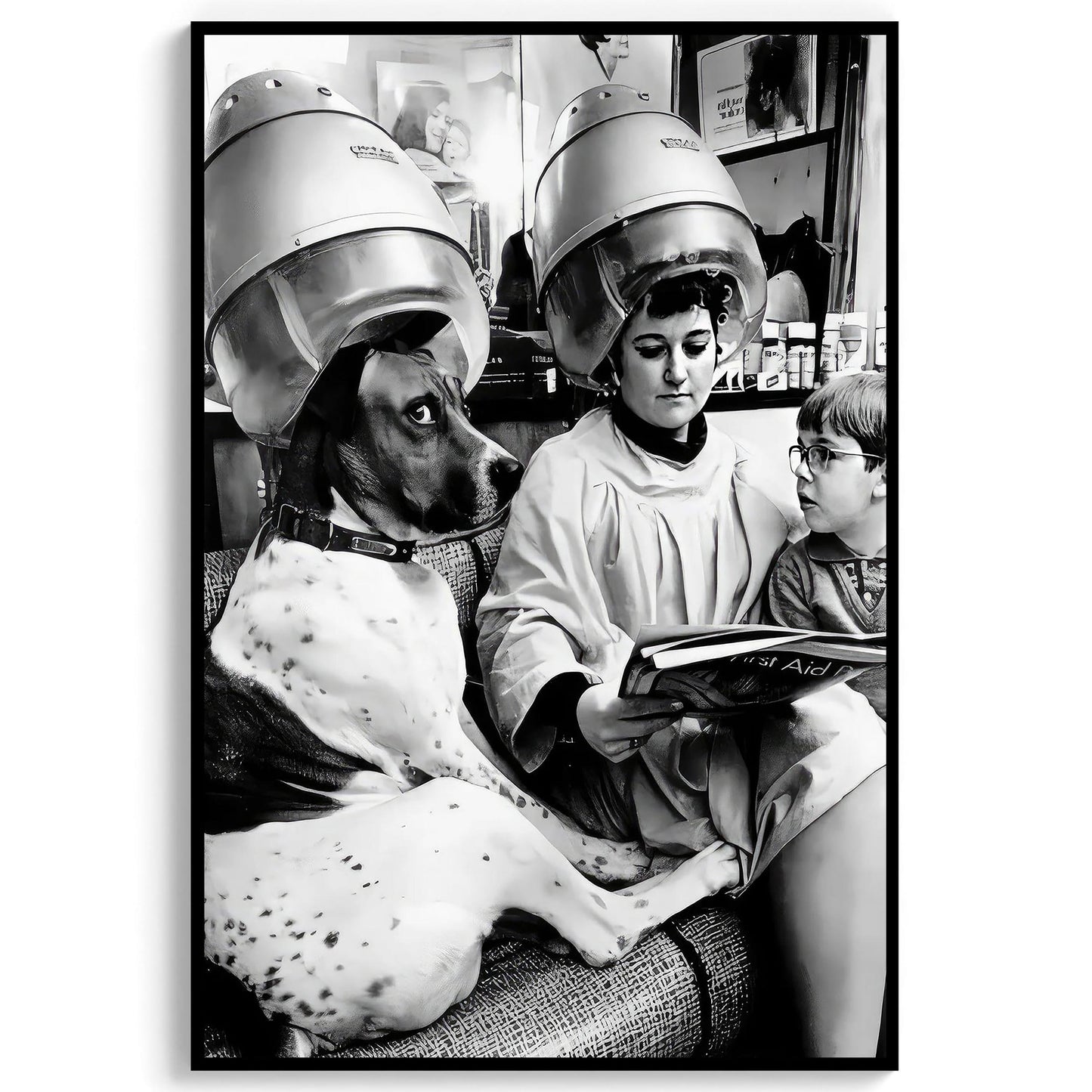 Dog at Hair Salon Vintage Print Funny Retro Wall Art