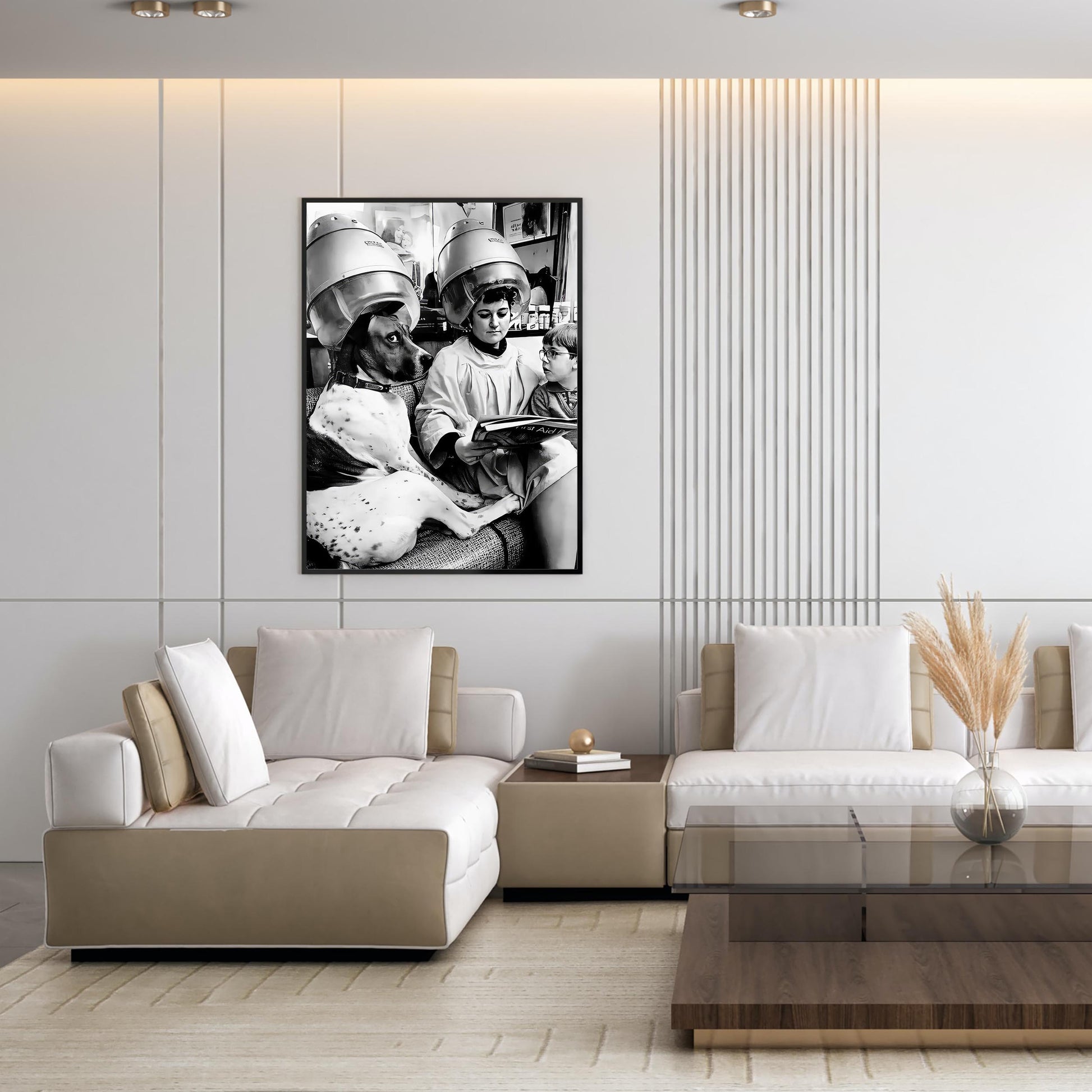 Dog at Hair Salon Vintage Print Funny Retro Wall Art