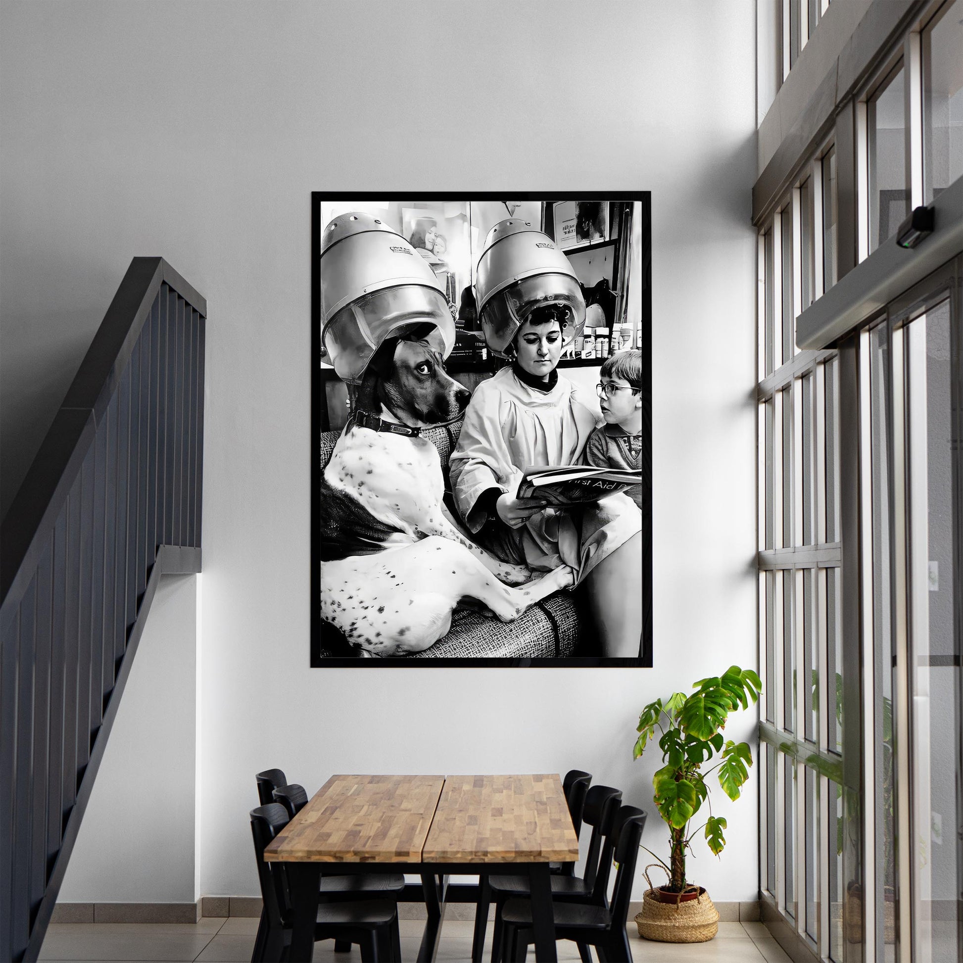 Dog at Hair Salon Vintage Print Funny Retro Wall Art