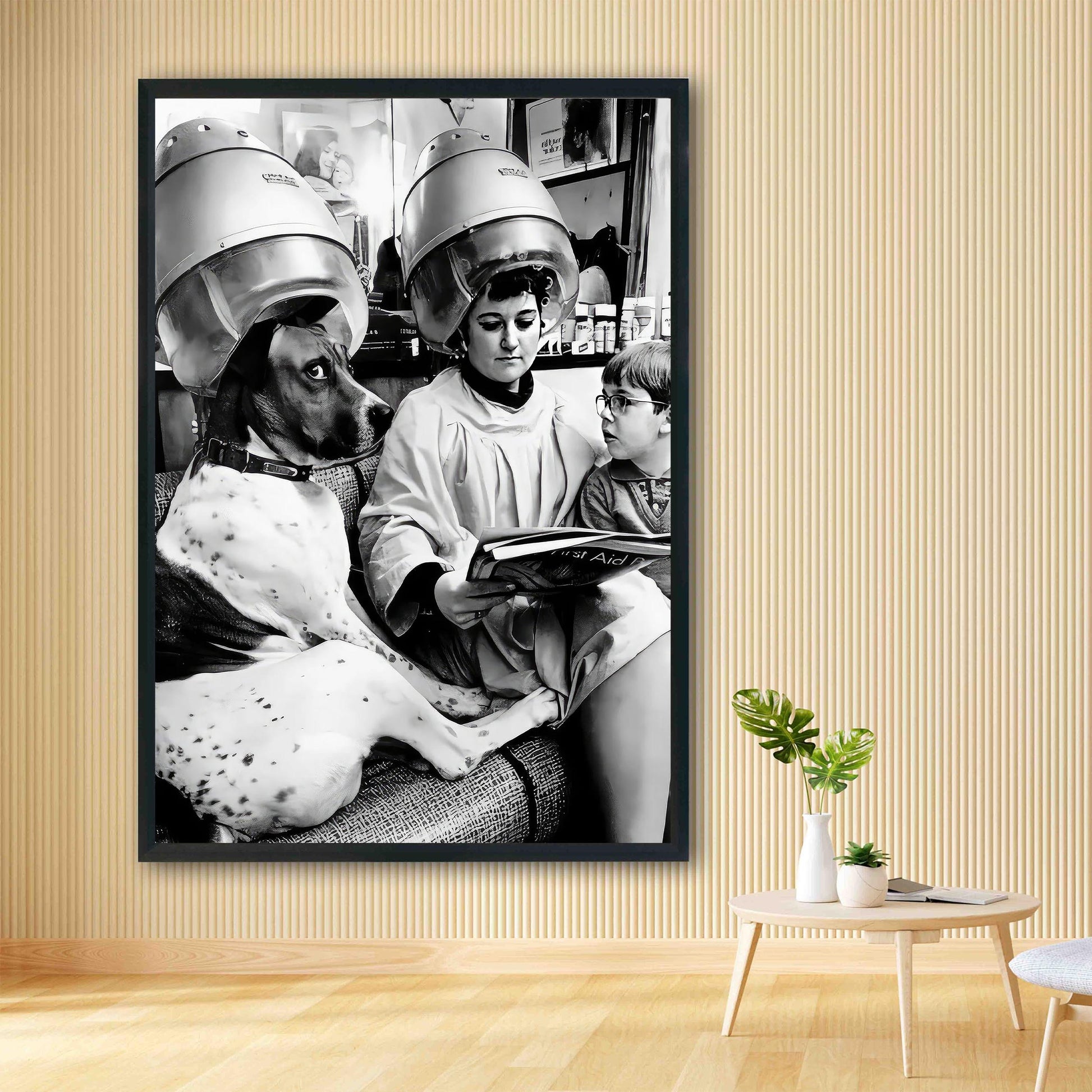 Dog at Hair Salon Vintage Print Funny Retro Wall Art