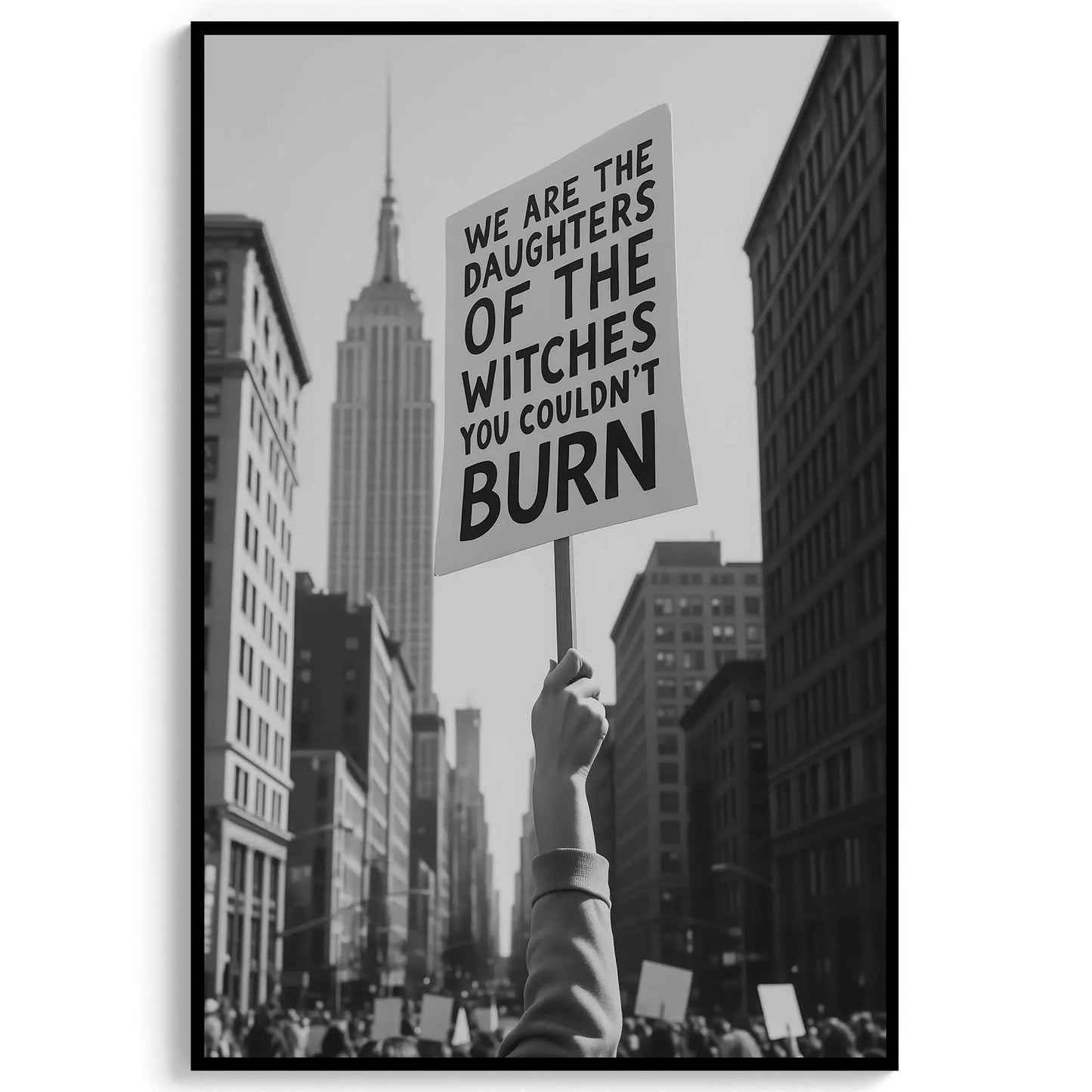 Feminist Protest Print Womenand#39;s Rights Poster, Retro Activist Feminism Art - Black and White Wall Decor