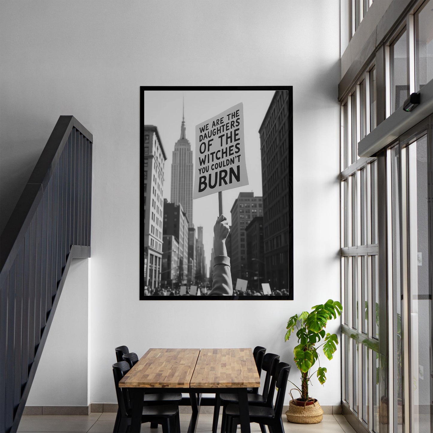 Feminist Protest Print Womenand#39;s Rights Poster, Retro Activist Feminism Art - Black and White Wall Decor