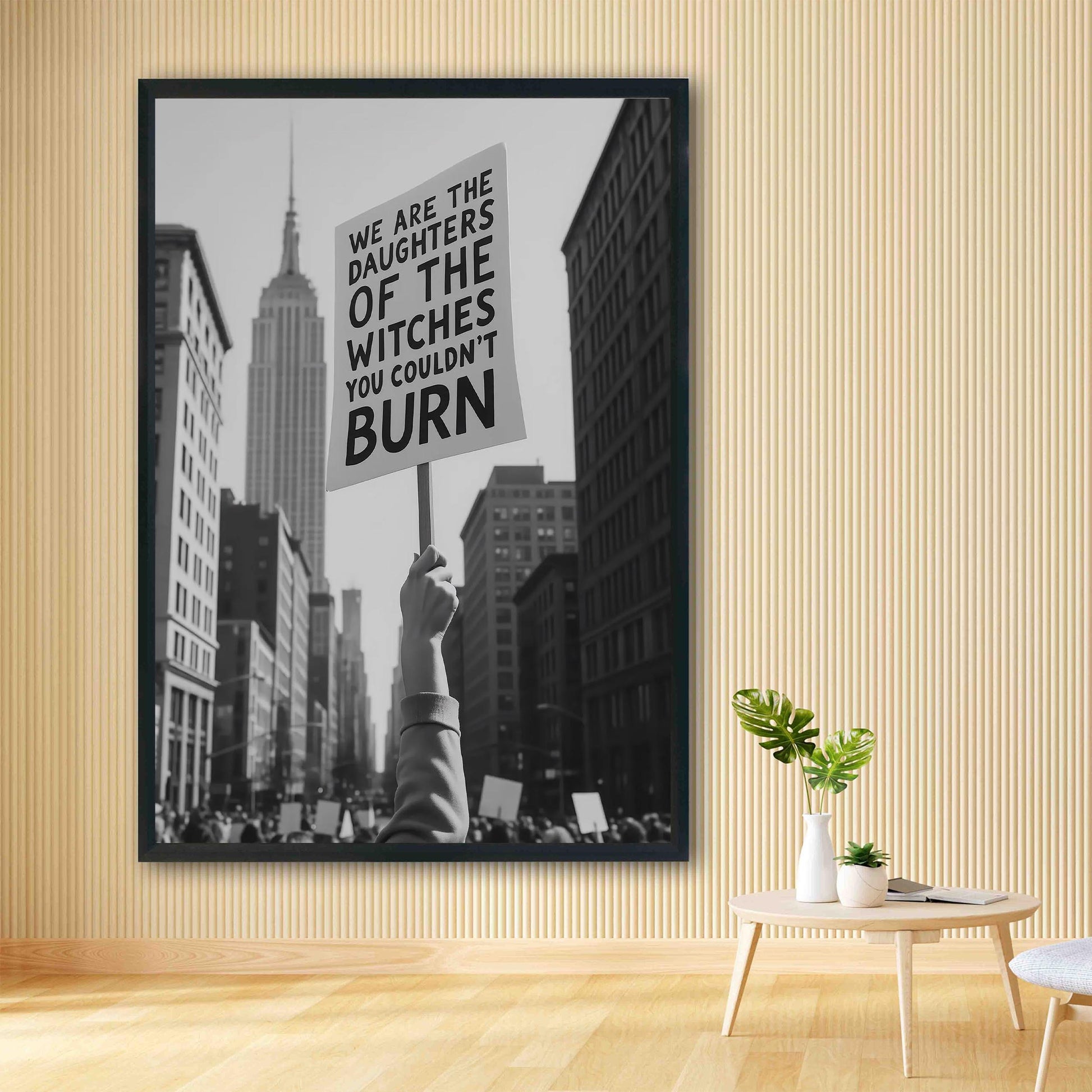 Feminist Protest Print Womenand#39;s Rights Poster, Retro Activist Feminism Art - Black and White Wall Decor