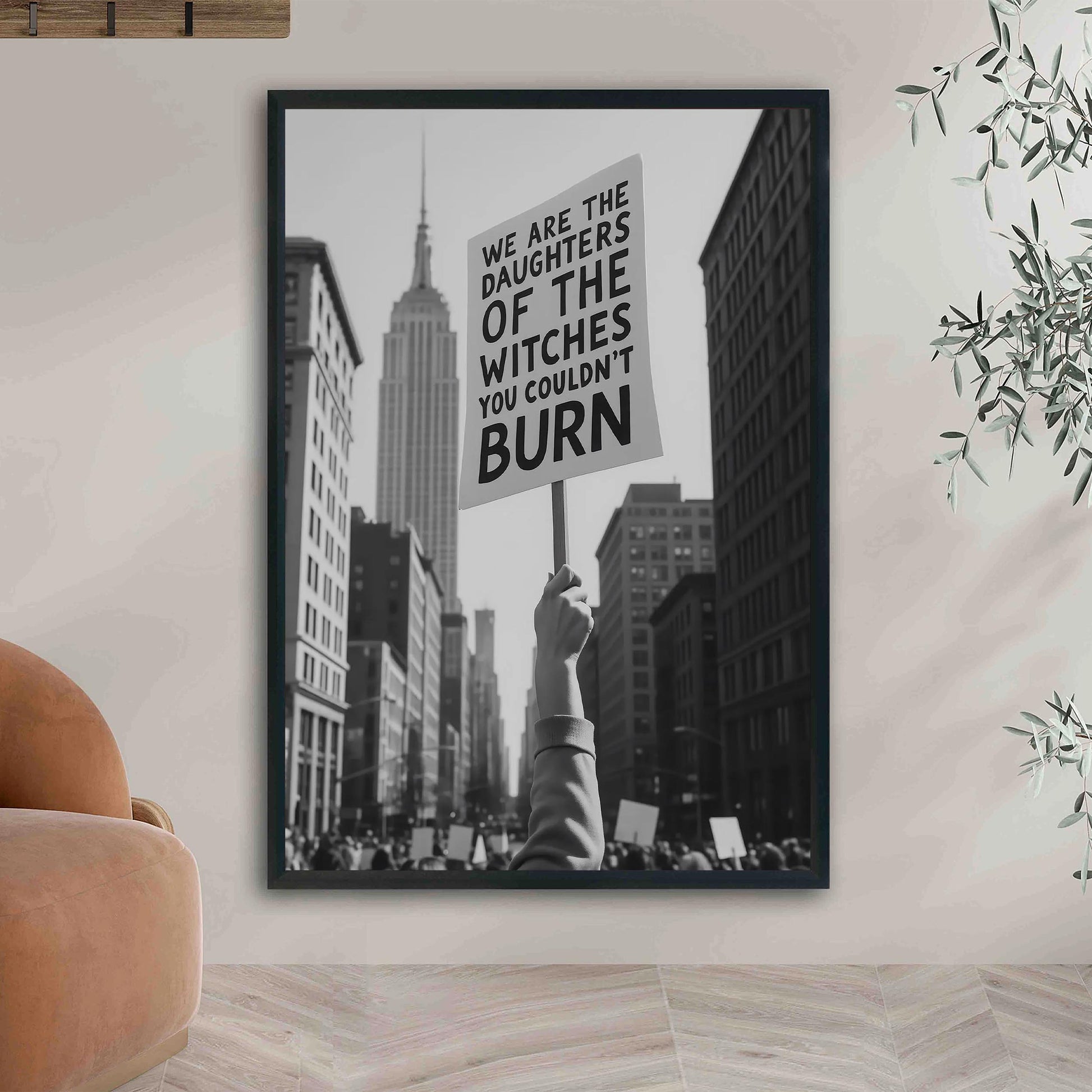 Feminist Protest Print Womenand#39;s Rights Poster, Retro Activist Feminism Art - Black and White Wall Decor