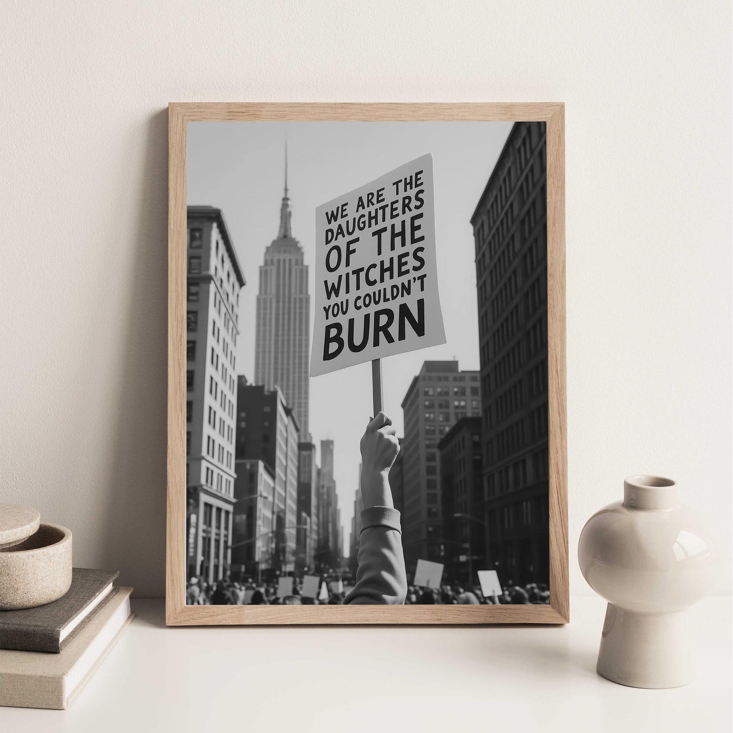 Feminist Protest Print Womenand#39;s Rights Poster, Retro Activist Feminism Art - Black and White Wall Decor