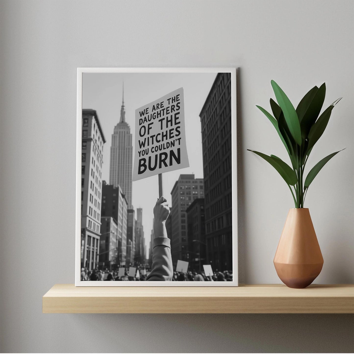 Feminist Protest Print Womenand#39;s Rights Poster, Retro Activist Feminism Art - Black and White Wall Decor