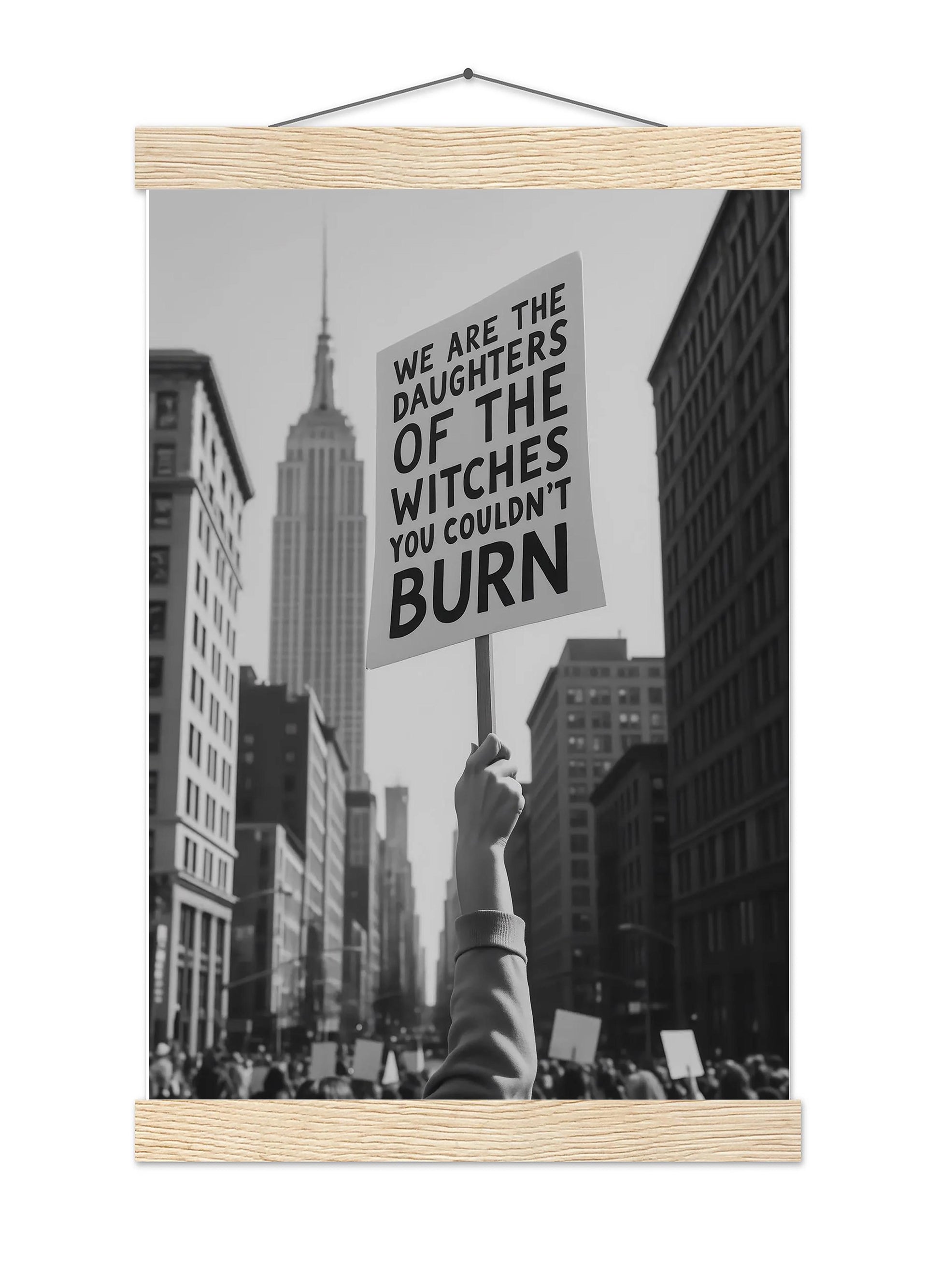 Feminist Protest Print Womenand#39;s Rights Poster, Retro Activist Feminism Art - Black and White Wall Decor