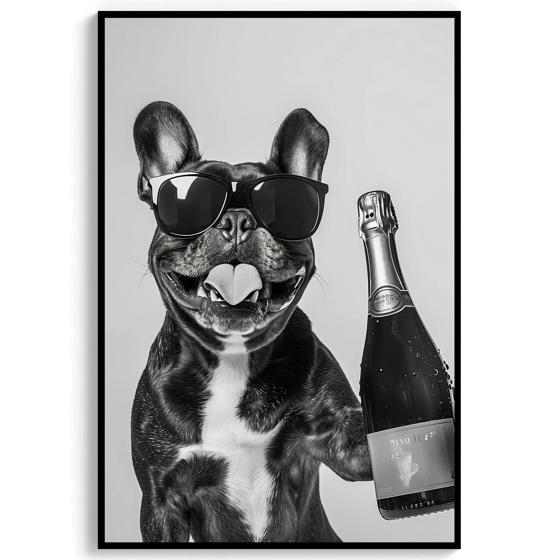 French Bulldog Champagne Art Print Funny Pet Poster