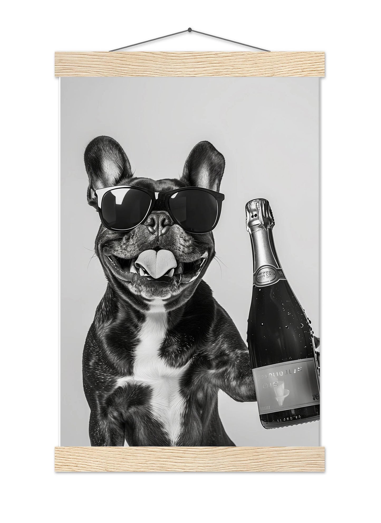 French Bulldog Champagne Art Print Funny Pet Poster