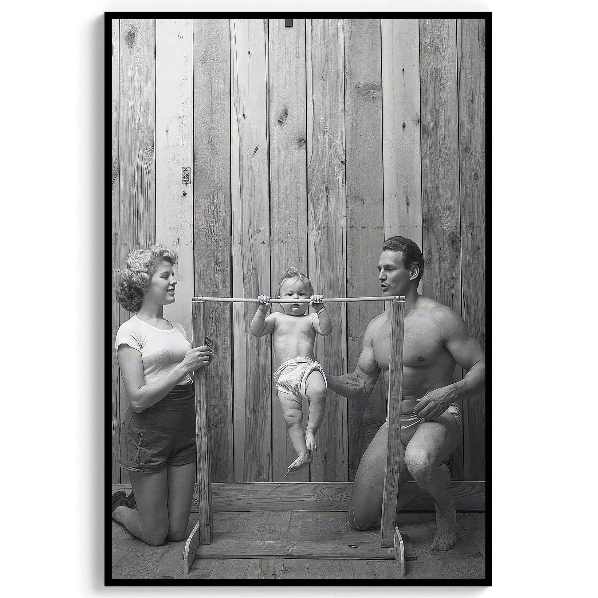 Funny Baby Pullups Print Bodybuilder Family, Retro Gym Decor