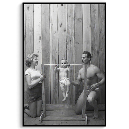 Funny Baby Pullups Print Bodybuilder Family, Retro Gym Decor