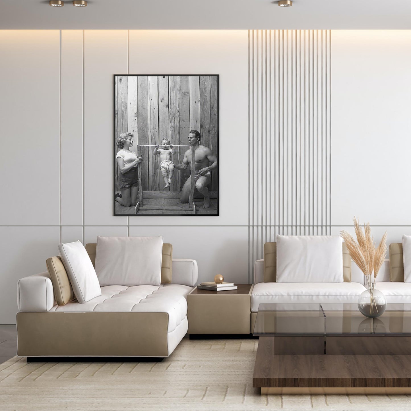 Funny Baby Pullups Print Bodybuilder Family, Retro Gym Decor