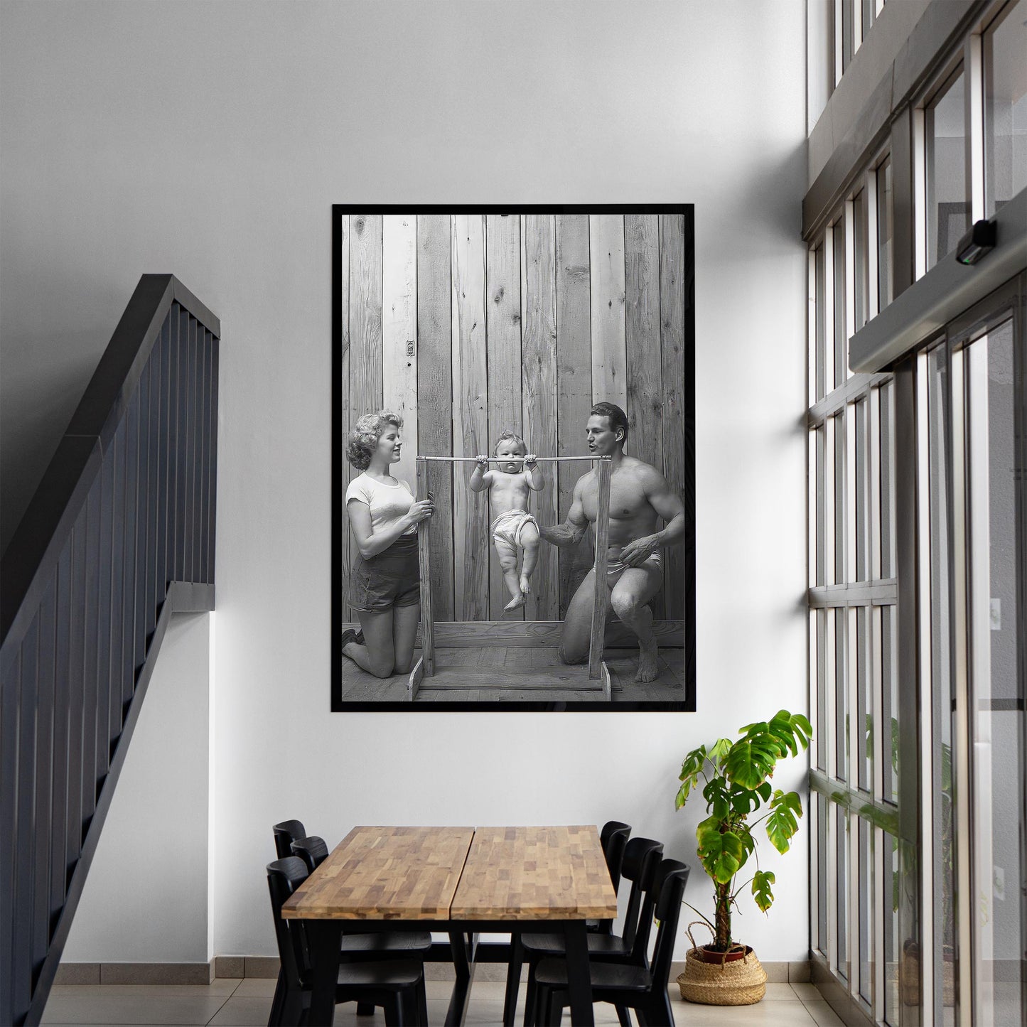 Funny Baby Pullups Print Bodybuilder Family, Retro Gym Decor