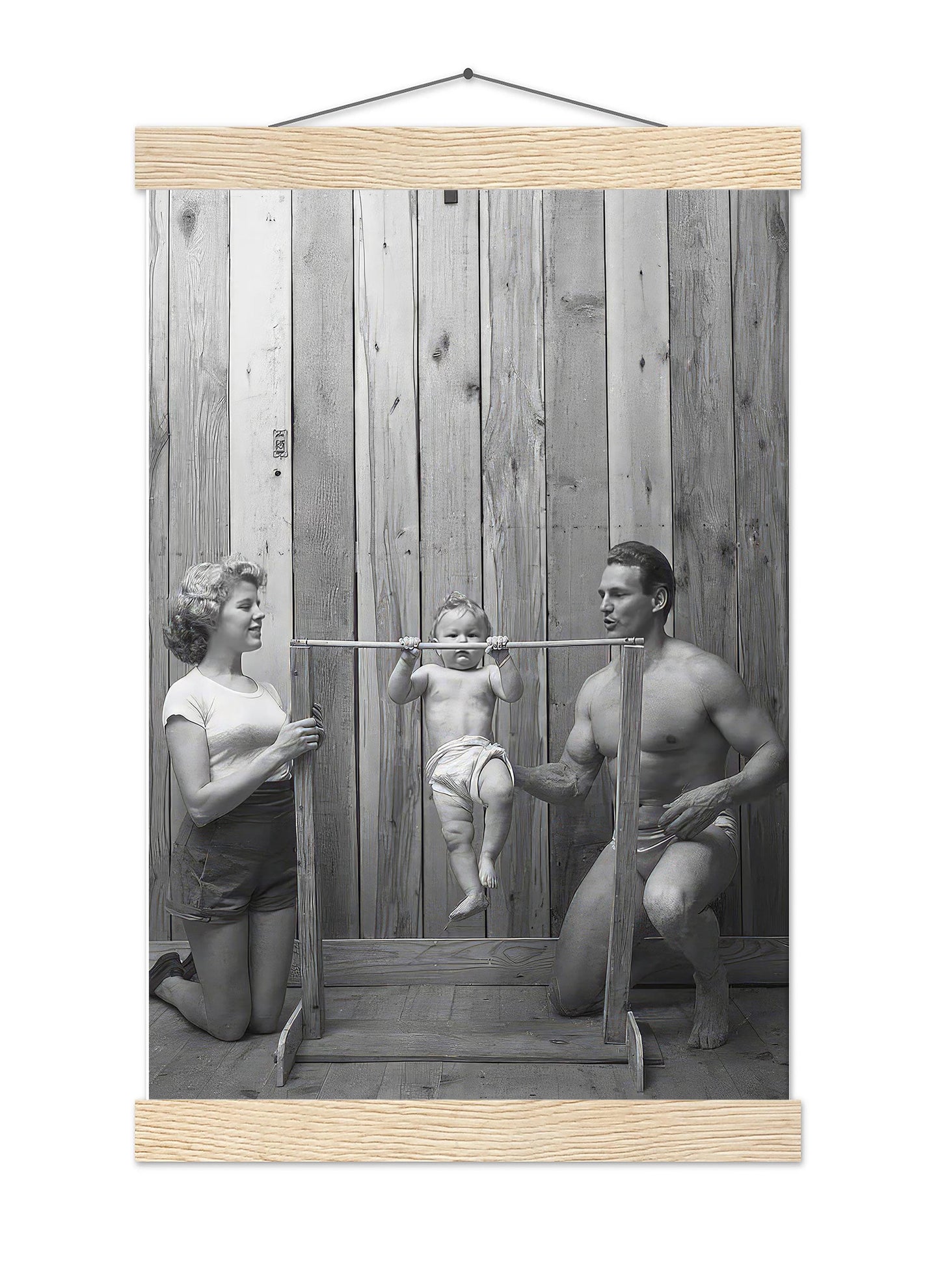 Funny Baby Pullups Print Bodybuilder Family, Retro Gym Decor