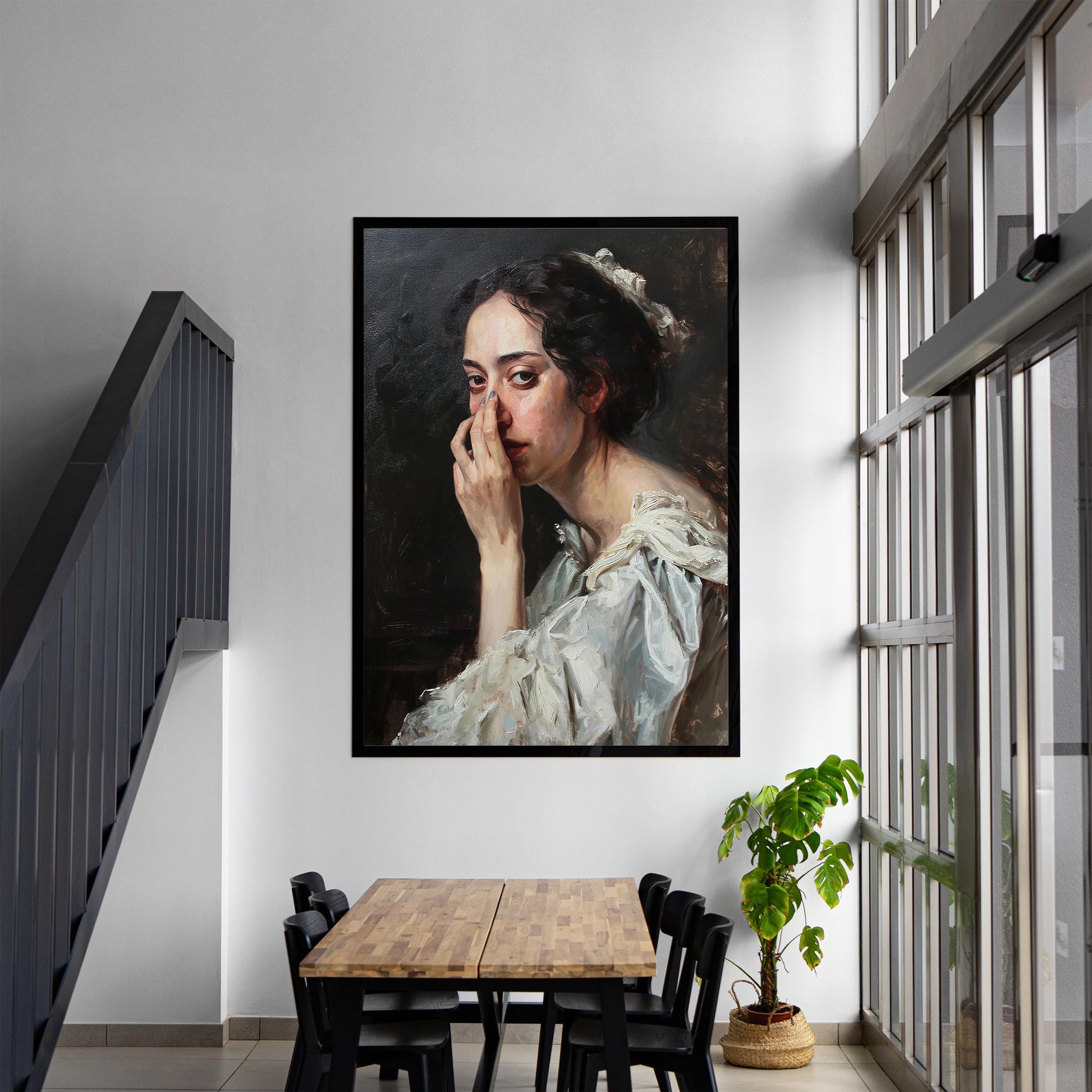 Funny Bathroom Art Print, Vintage Academia Portrait